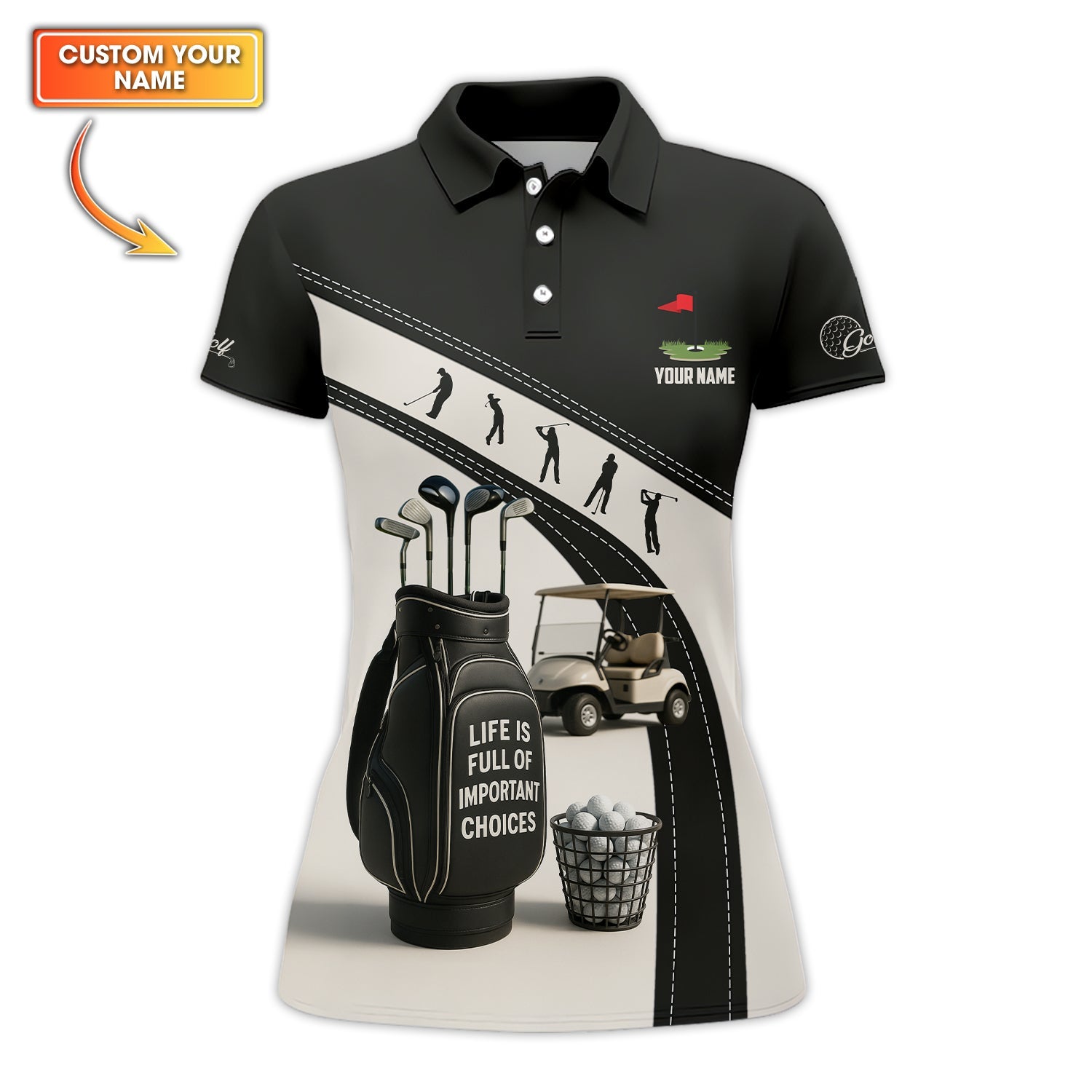 Personalized Life's Full of Important Choices Golf Shirts, Funny Golf Polos, Golf Gift For Golfers