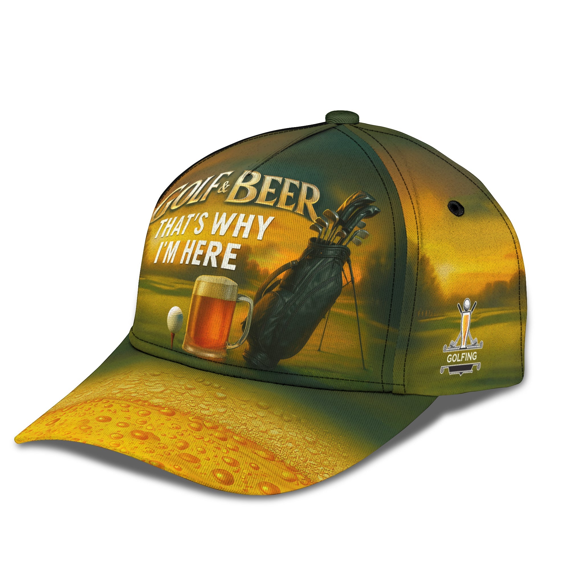 Men's Golf Hat – Golf & Beer That's Why I'm Here Cap, Funny Custom Golf Hat for Beer Fans