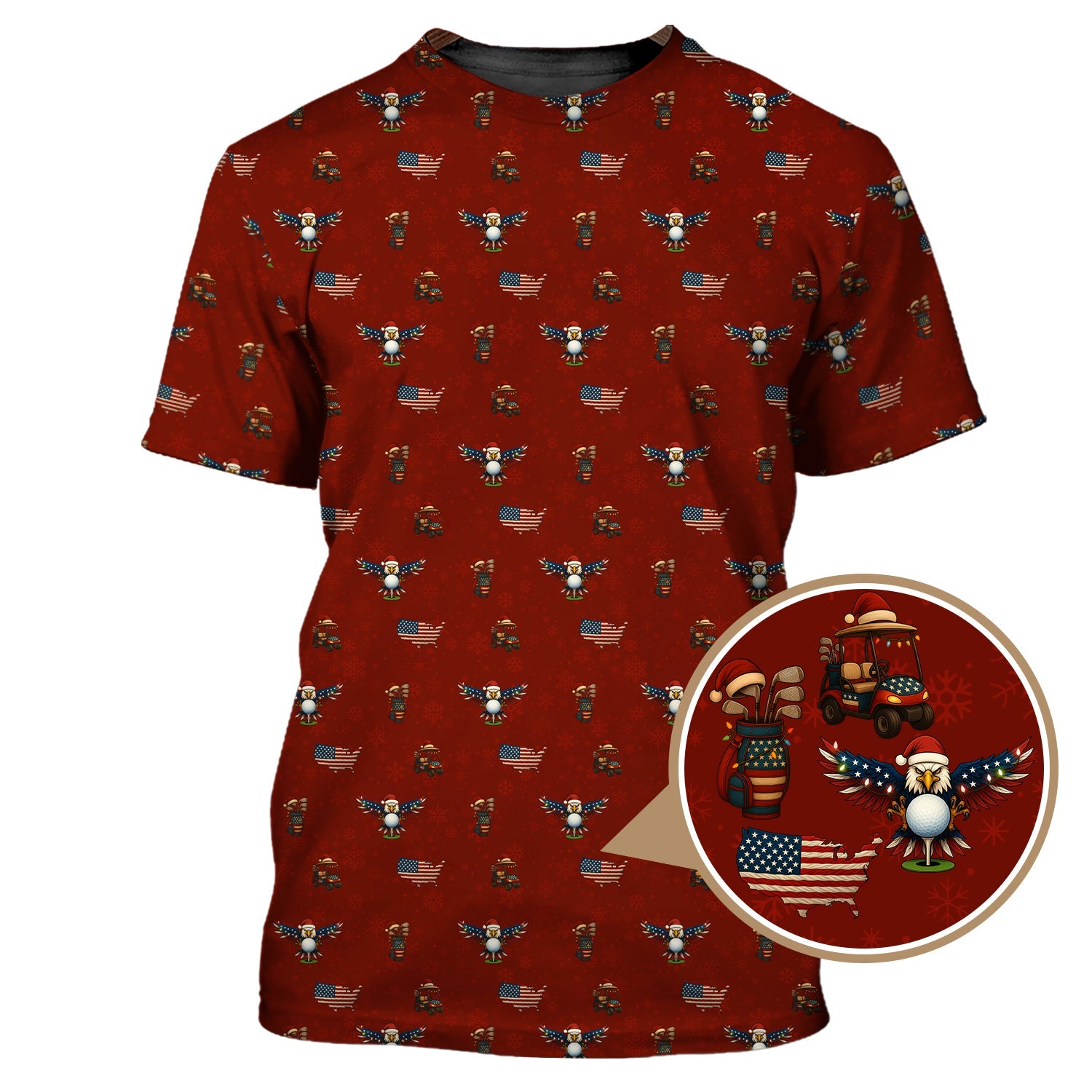 USA Golf Shirt For Golfer, Christmas Golf Shirt, Funny Pattern Golf Shirt For Men