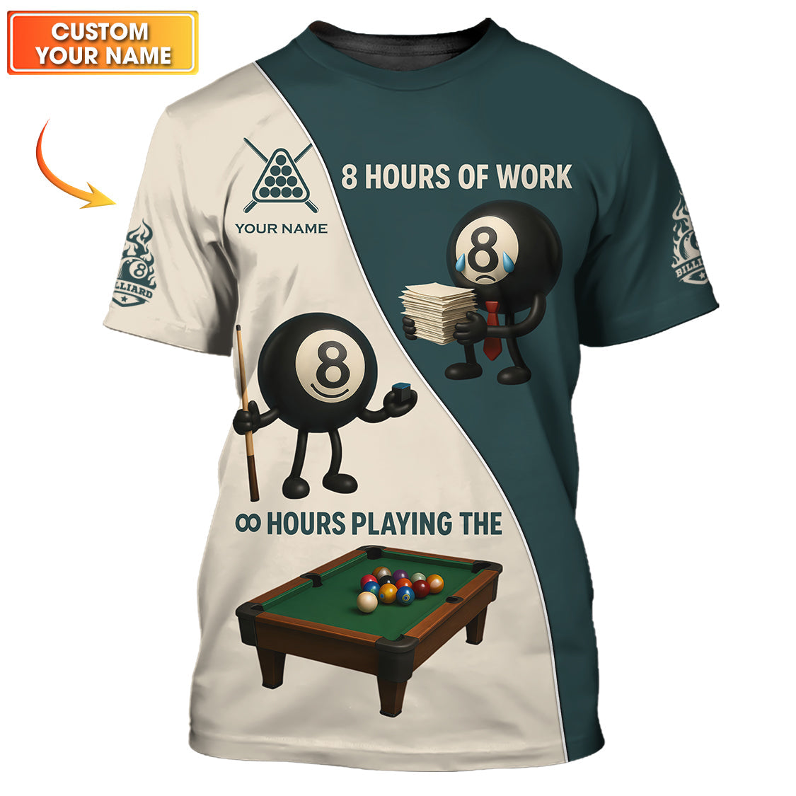 Billiards Shirts For Men, Custom Name Billiards Jersey, Funny Billiards Shirt