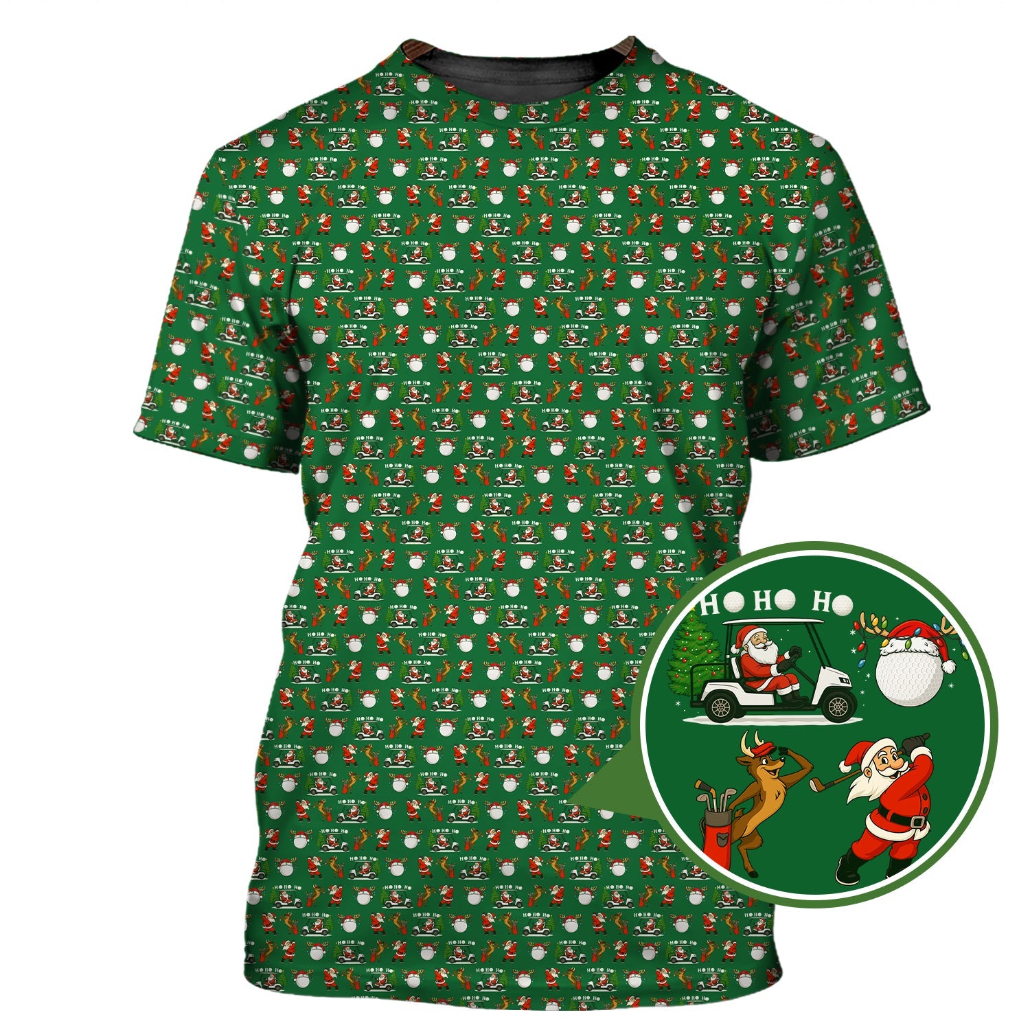 Christmas Golf Shirt, Hohoho Pattern Golf Shirt, Xmas Golf Shirt, Golf Gift For Men