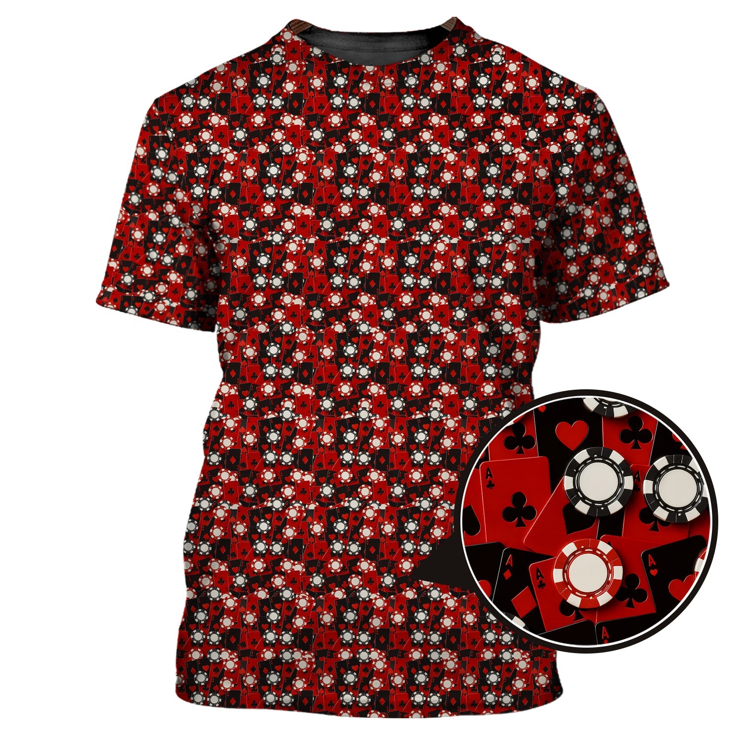 Men’s Poker Polos, Playing Card Shirt With Casino Chips, Pattern Poker Shirt For Poker Player