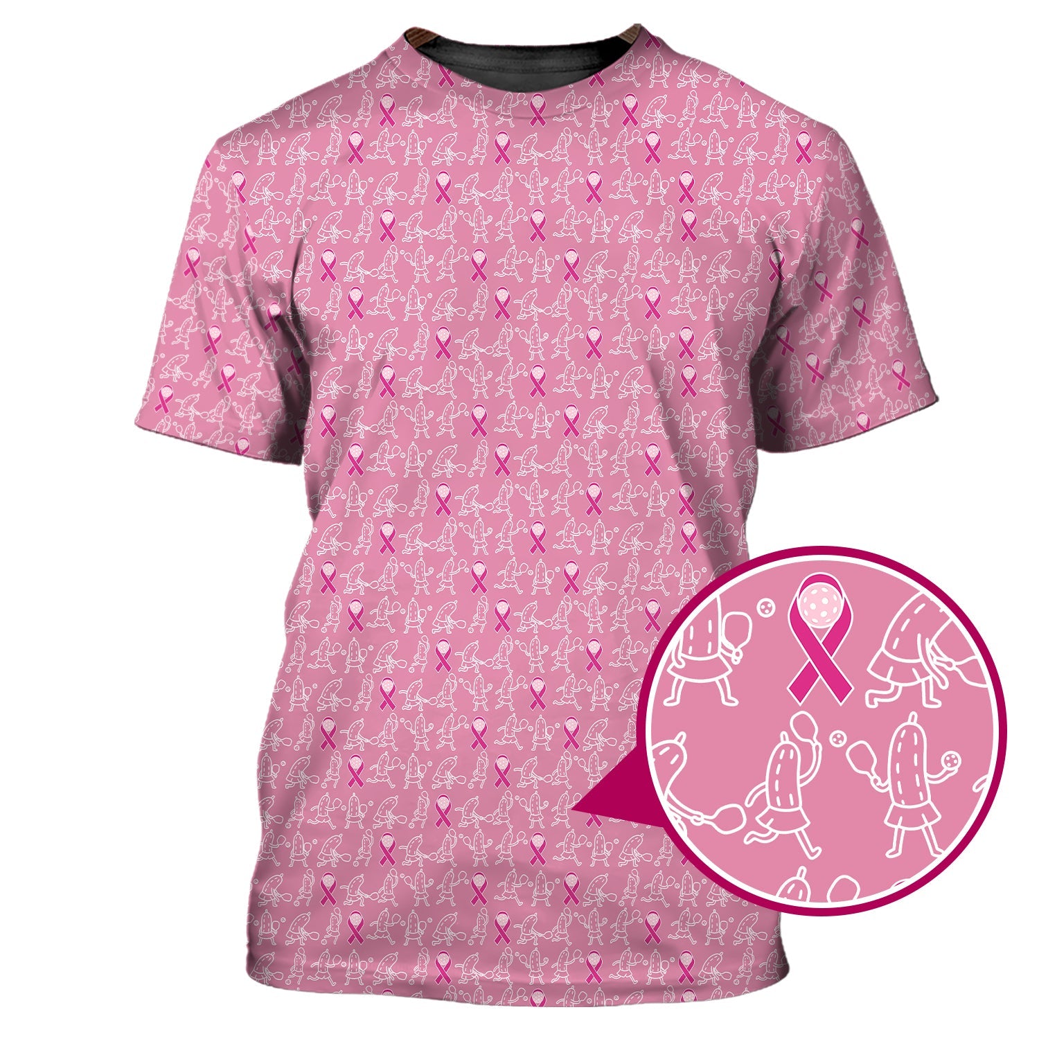 Breast Cancer Pattern Shirt, Women's Pickleball Shirt, Pink Shirt For Pickleball Players