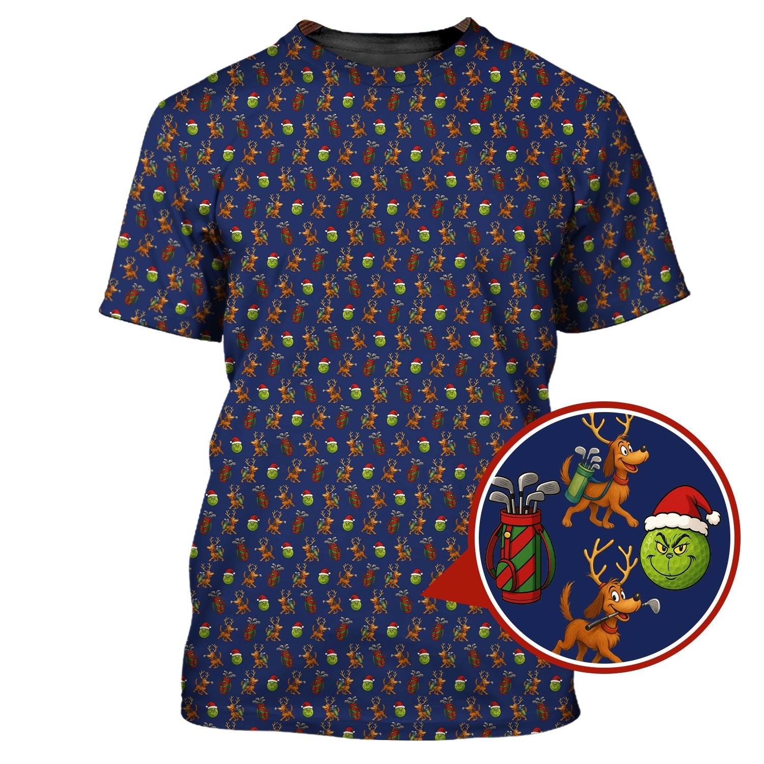 Funny Grinch Golf Shirt, Pattern Golf Shirt For Men, Christmas Golf Shirt For Golfer