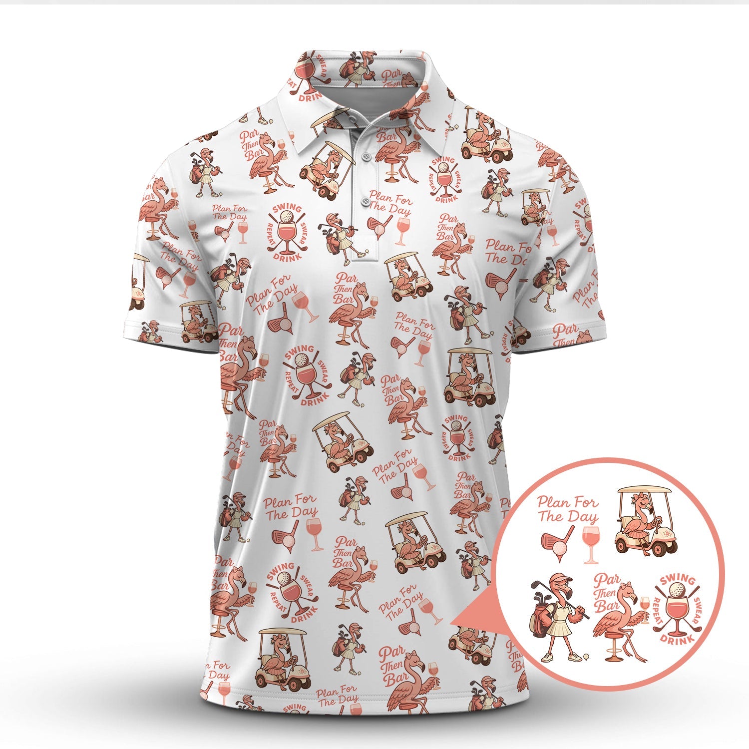 Flamingo Golf Shirt For Golfers, Funny Womens Golf Polos, Pattern Ladies Golf Shirt