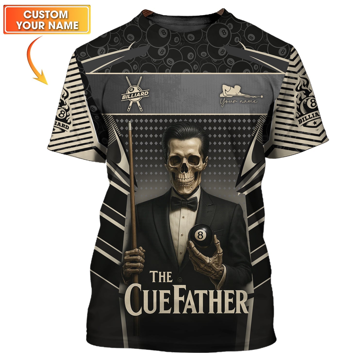 Custom Billiards Jersey The Cue Father Skeleton, Pool Shirt for Men