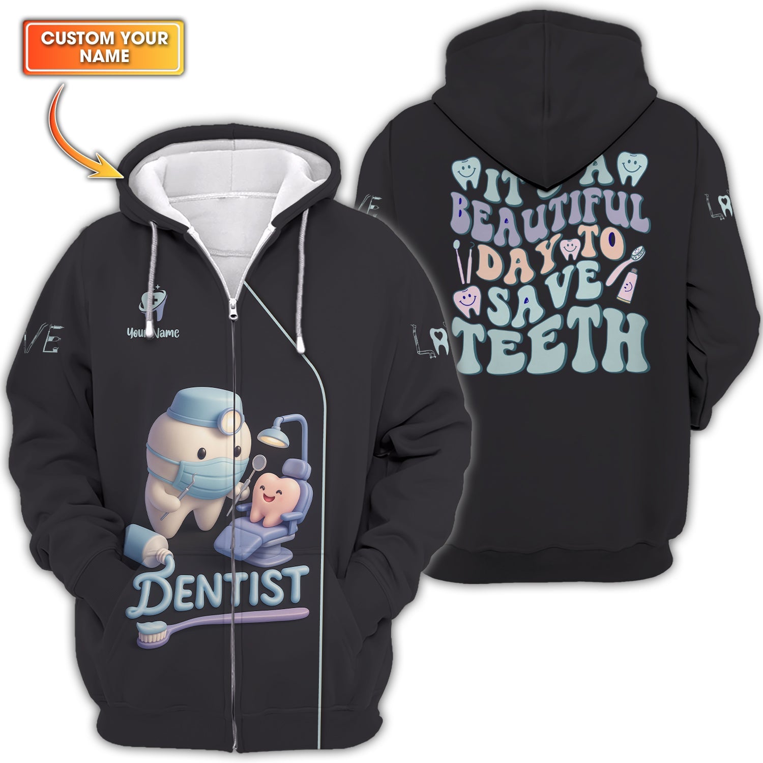 Custom Name Dental Shirt, “It’s a Beautiful Day to Save Teeth” Shirts, Dentist Uniform