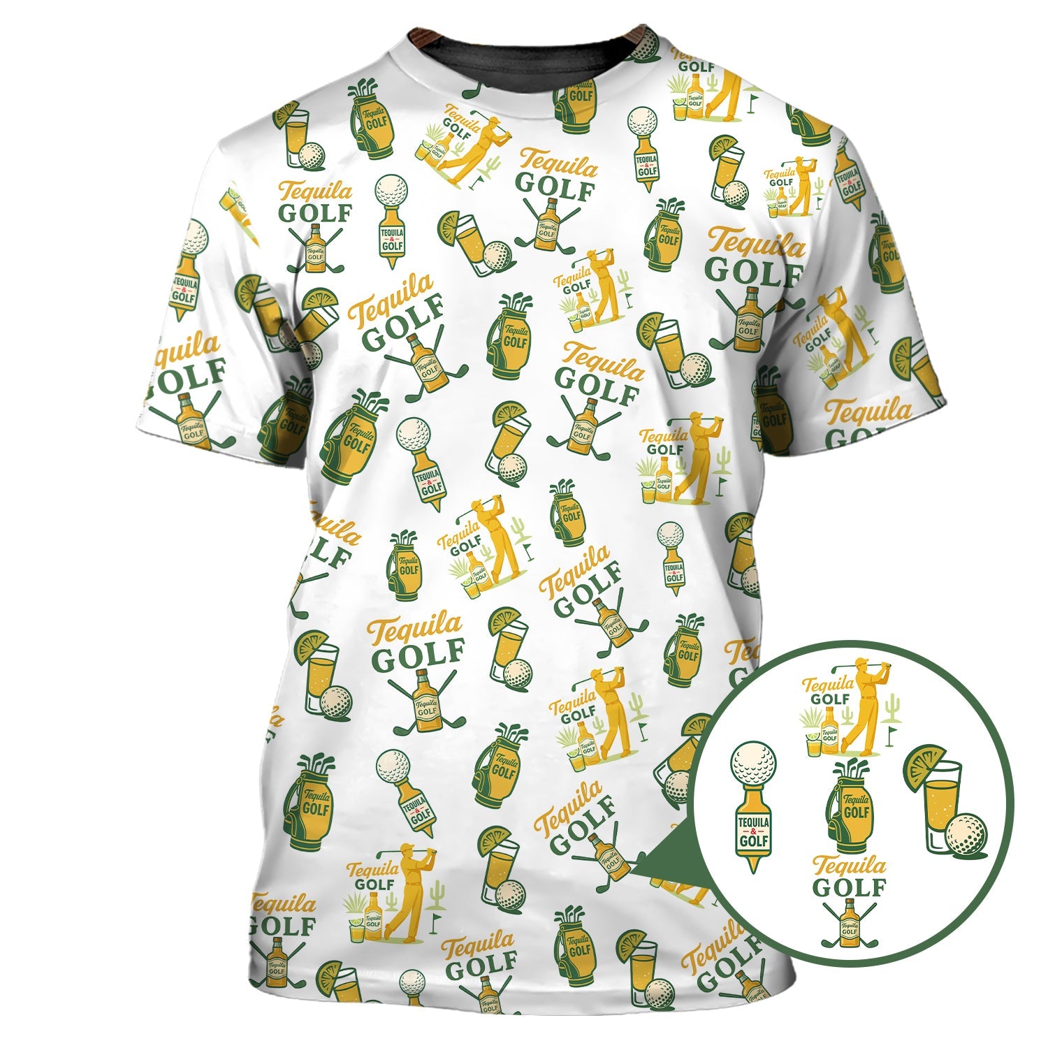 Golf Shirt For Men's, Tequila Golf Pattern Polos, Drink & Golf Shirts, Funny Men Golf Gift