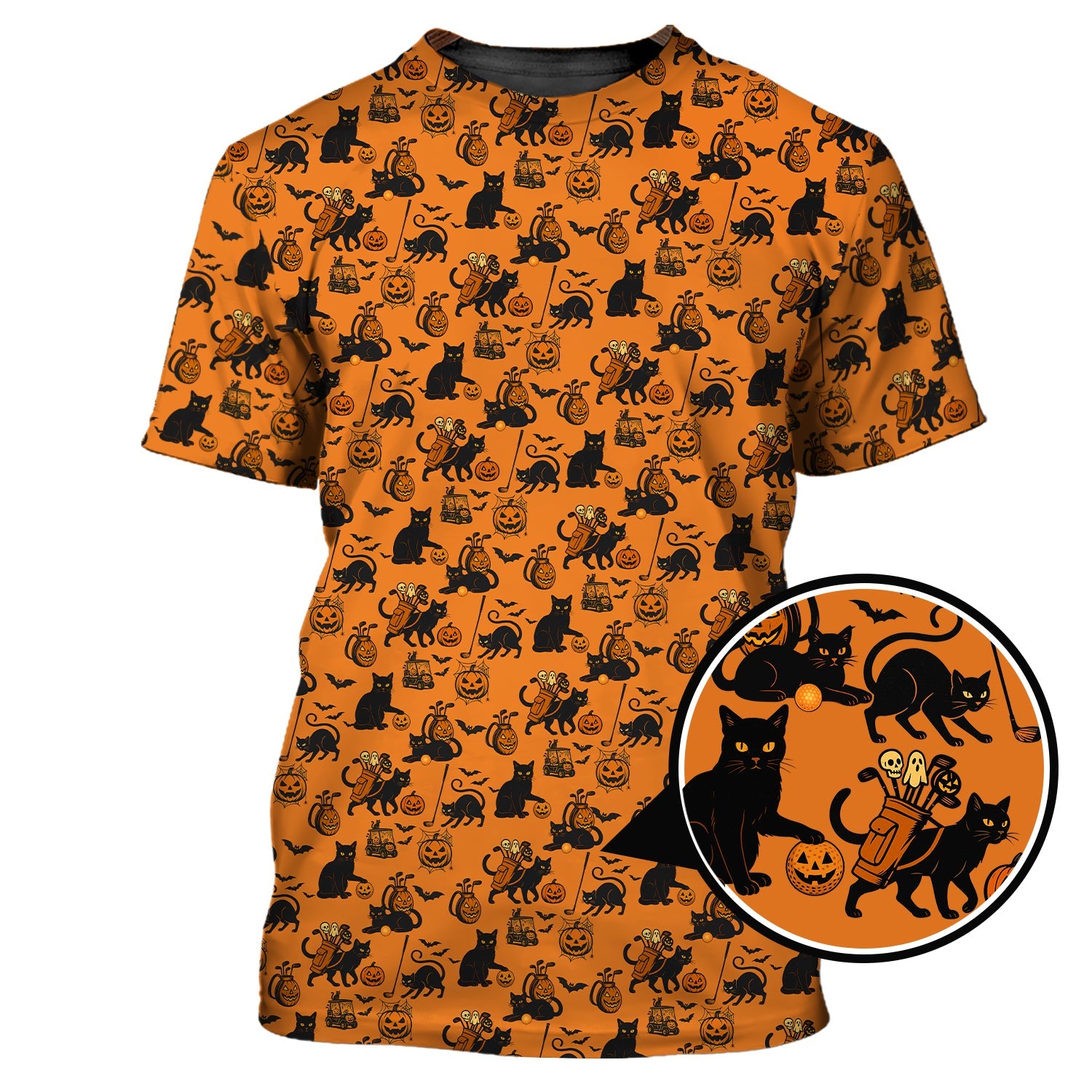 Funny Pattern Golf Shirt, Cat Golf Shirt For Golfer, Halloween Golf Shirt