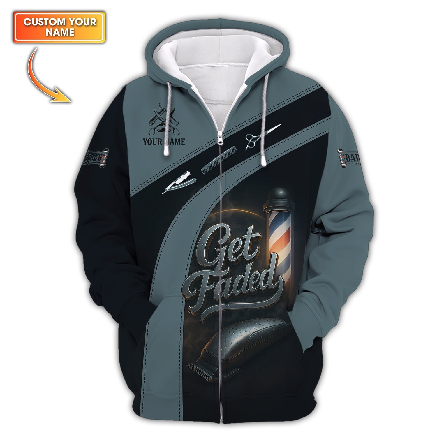 Personalized Get Faded Barber Uniform, Custom Name Barber Shirt, Barber Shop Shirt For Men