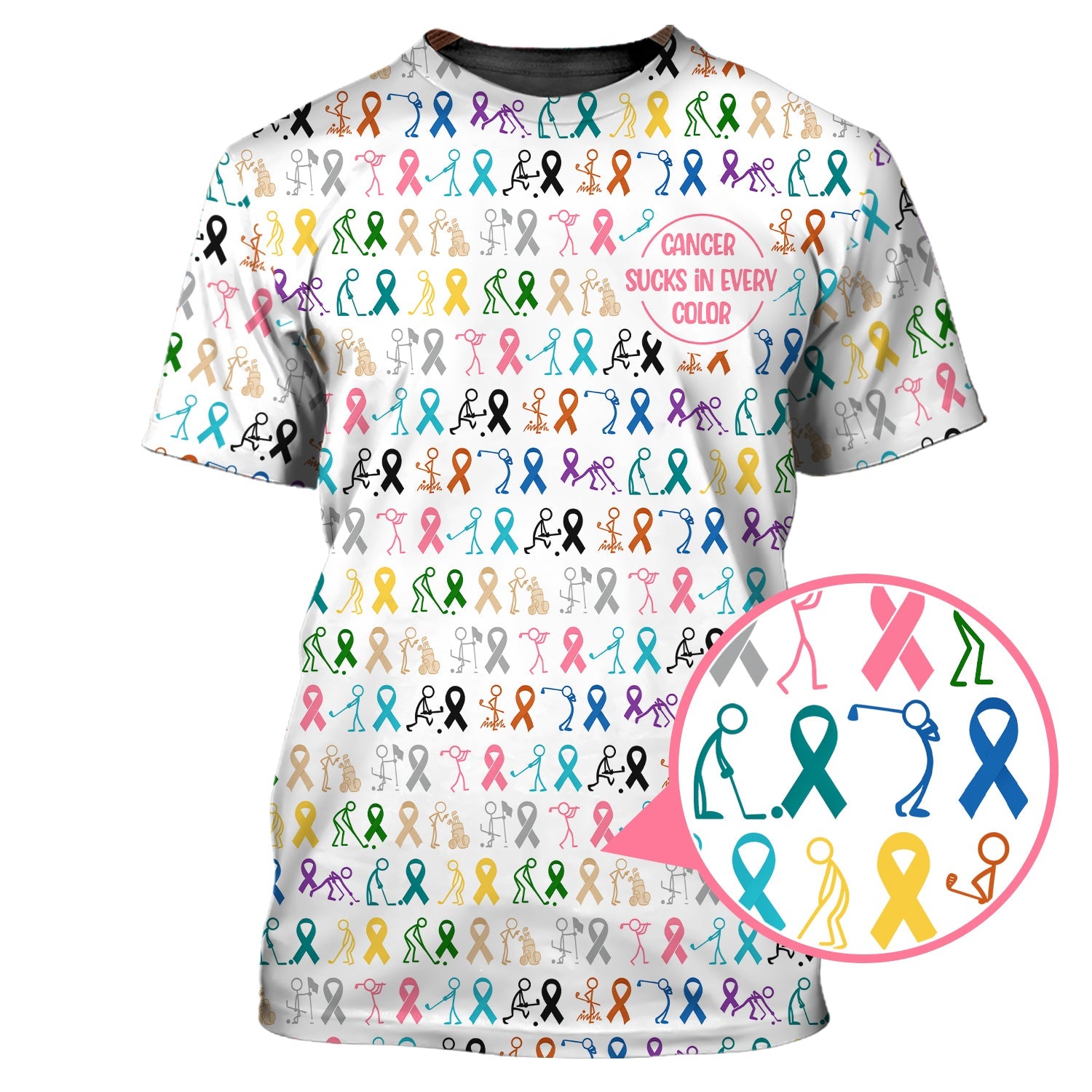 Cancer Sucks In Every Color Shirt, Pattern Golf Shirt For Golfer, Funny Golf Shirt For Men