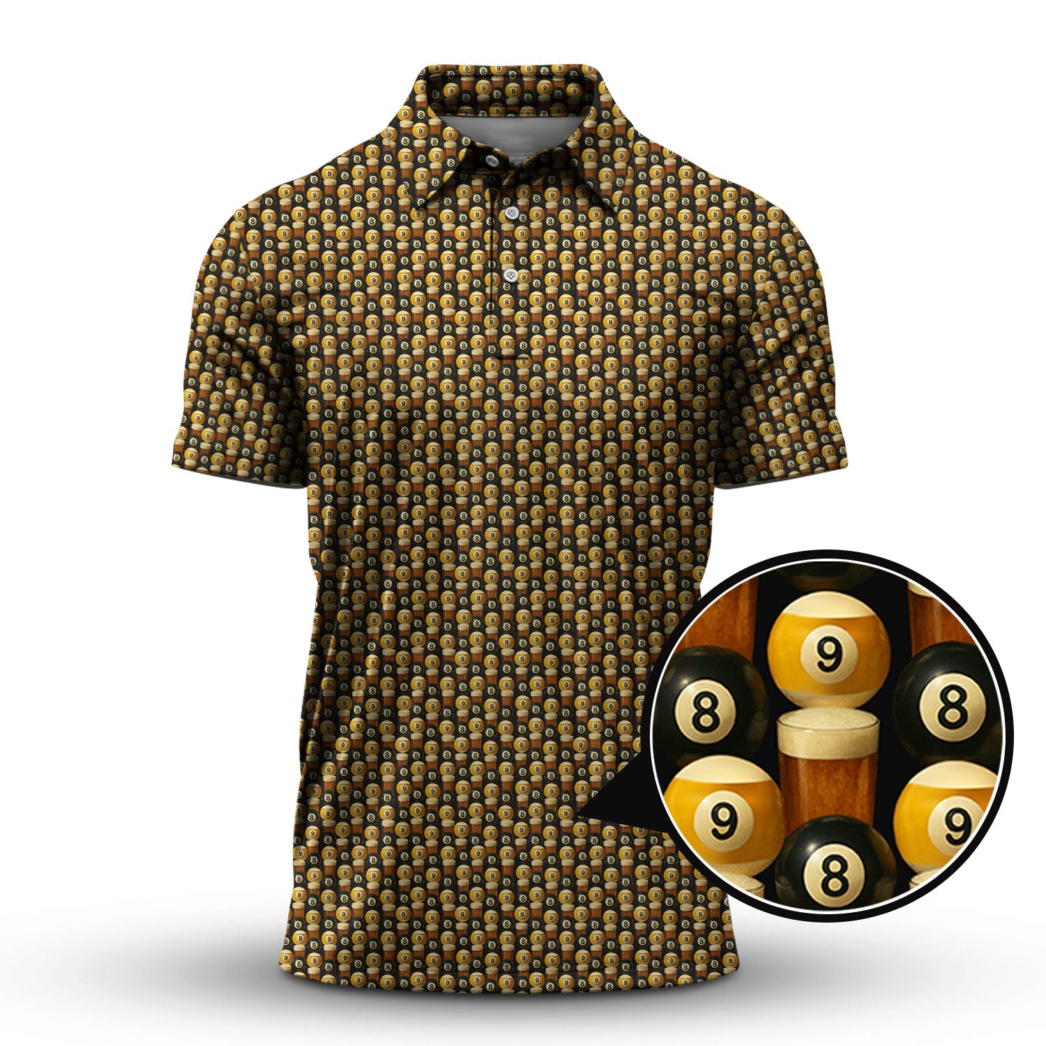 Pattern Billiard And Beer Shirt, Billiard Jersey For Men, Funny Pool Drinking Polos For Players