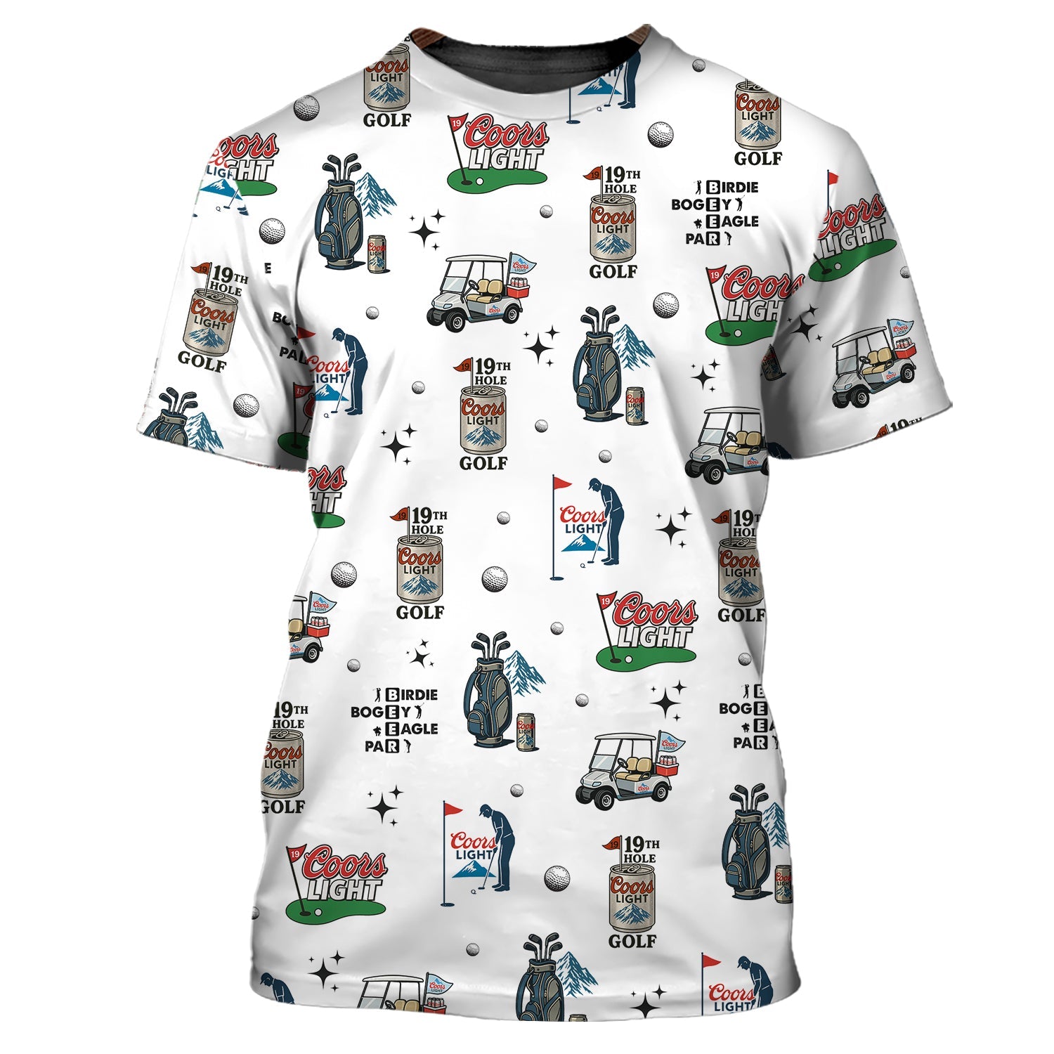 Coors Light Golf Shirt, Beer And Golf Custom Golf Polo Par Bogey Eagle Birdie Pattern Golf Shirts