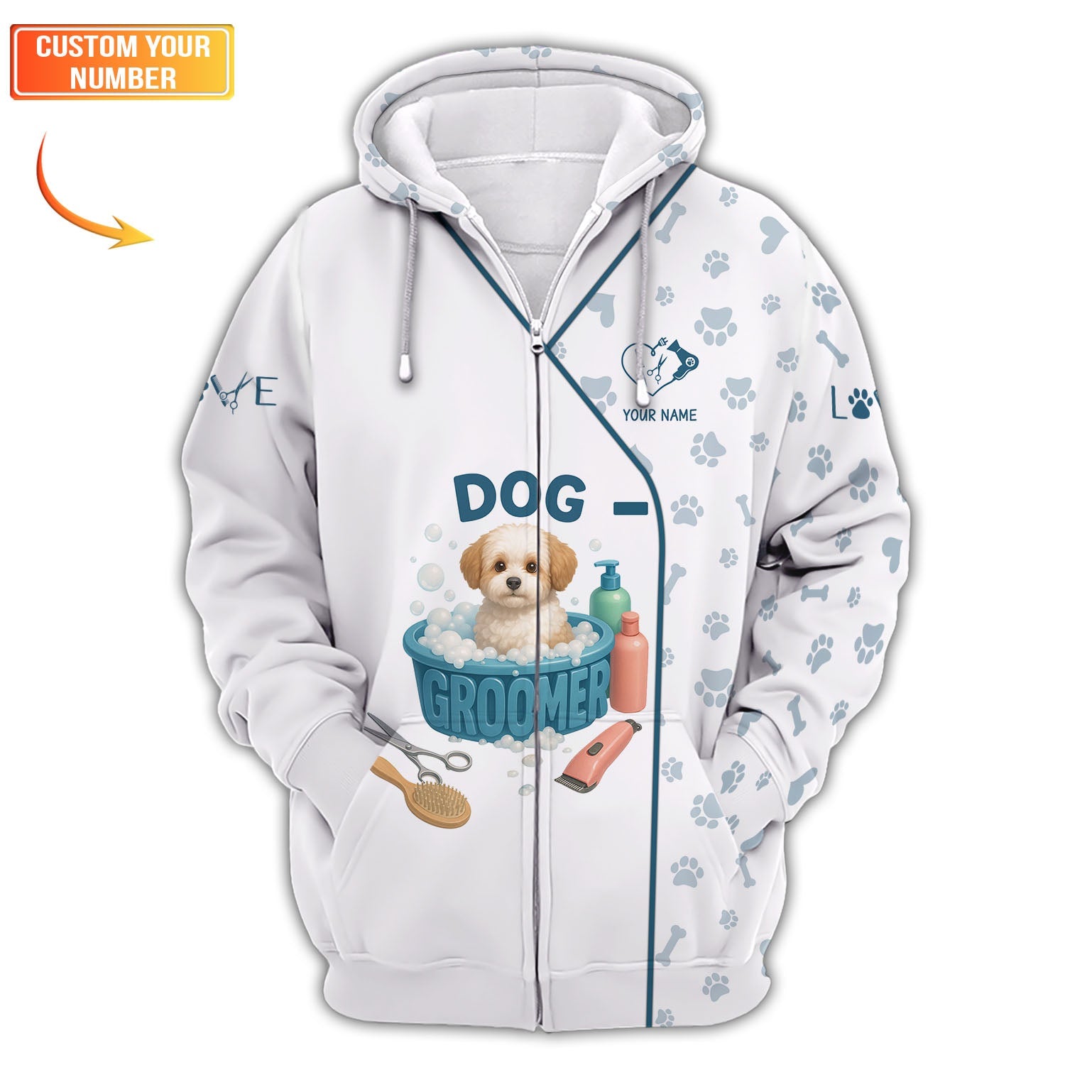 Custom Name Dog Grooming Shirts, Personalized Groomer Uniform, GIft For Dogs Lover