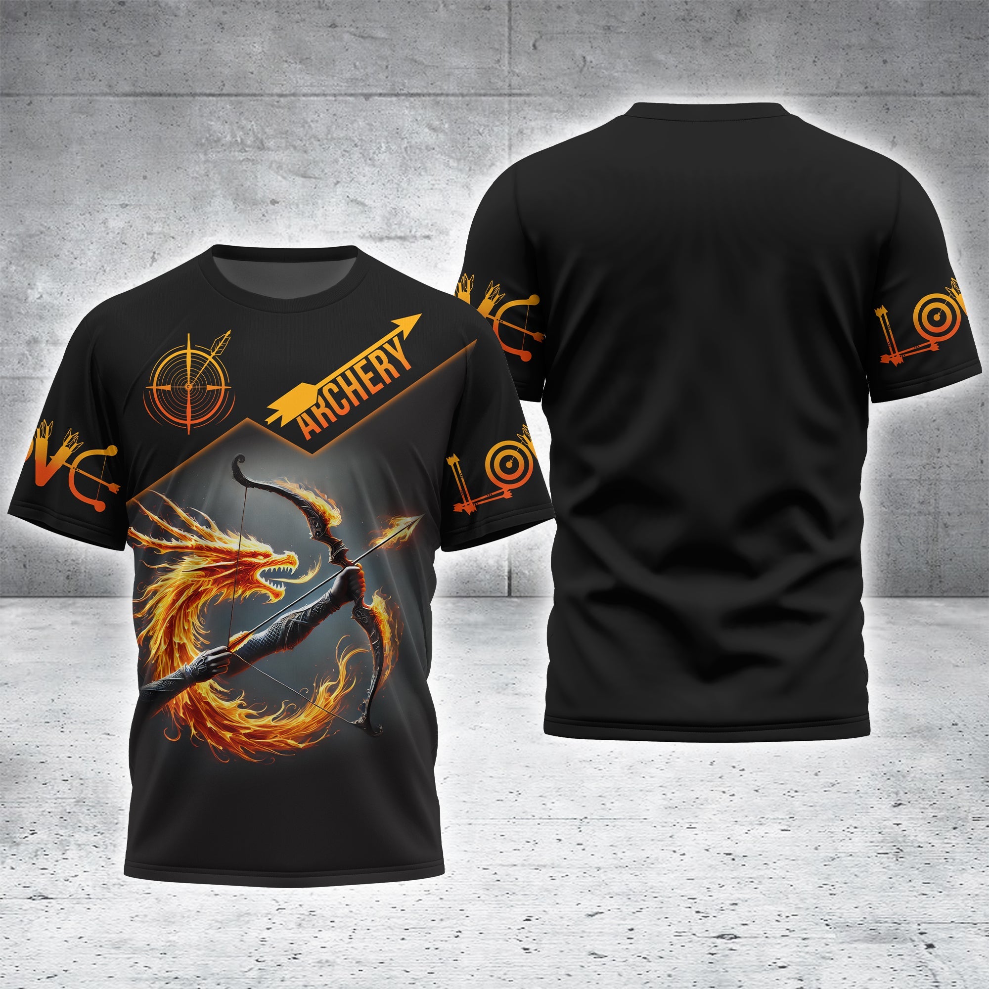 Custom Archery T-Shirt with 3D Flaming Bow Design Lightweight Sportswear Gift for Archers