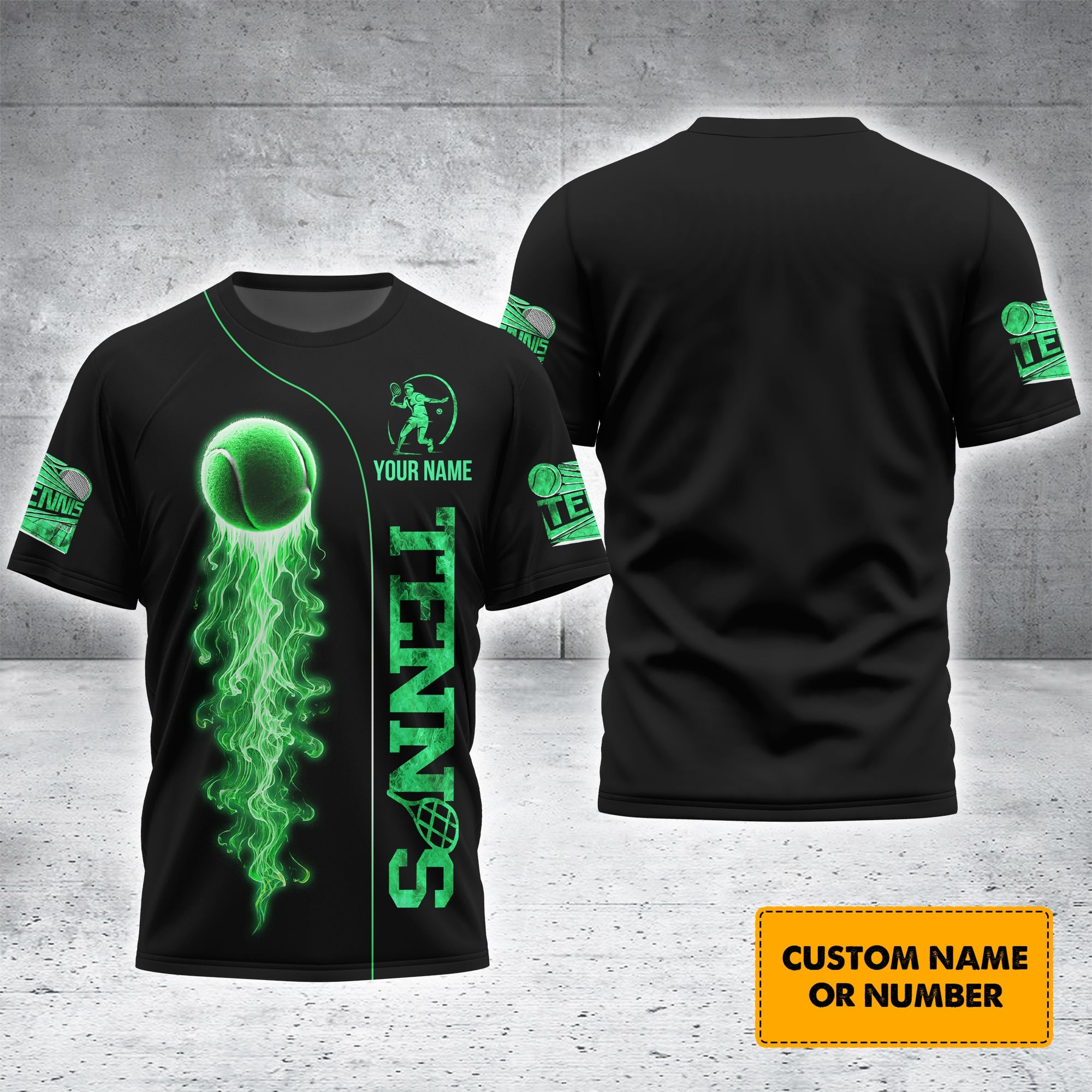 Custom Tennis T-Shirt 3D Design Personalized Greenball, Lightweight Sportswear, Gift for Tennis Players