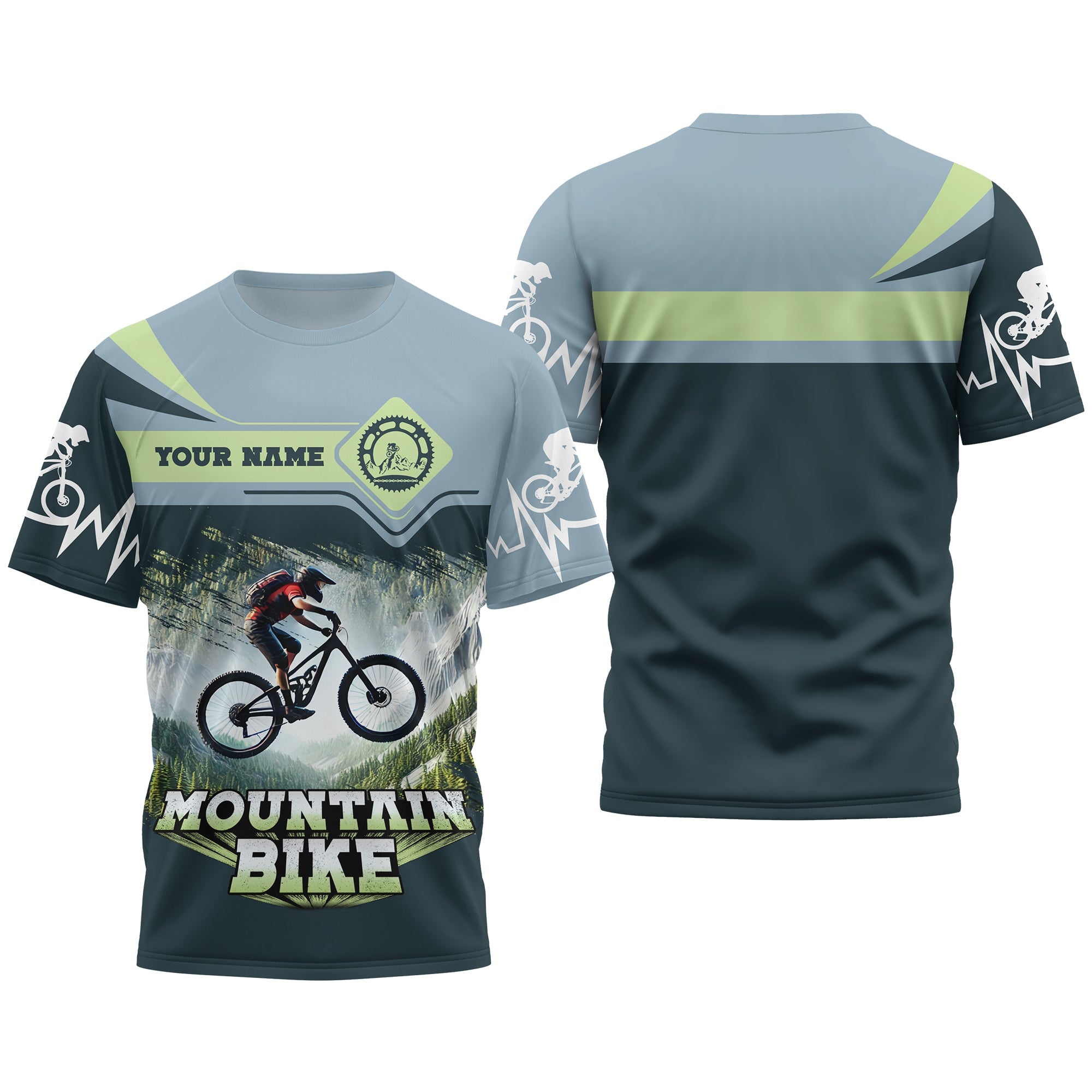 Custom Mountain Bike T Shirt With Adventure Rider Design, Lightweight Sportswear, Personalized MTB Apparel, Gift for Cyclists