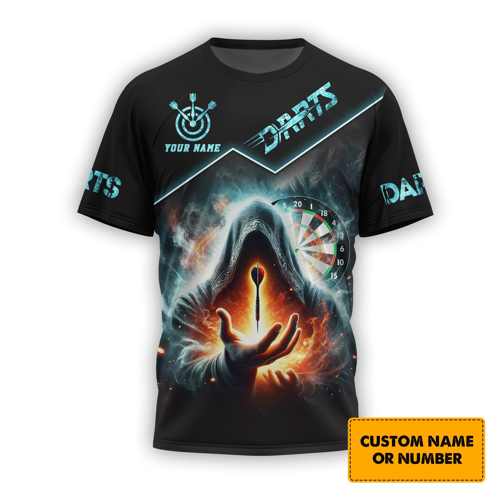 Custom Name & Team Name 3D Darts T-Shirt, T-shirt For Darts Player, Darts Shirts, Gift For Darts Lovers