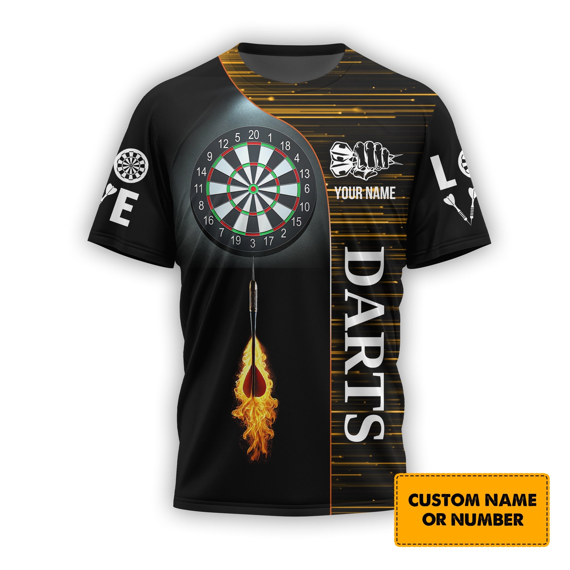 Darts Target Custom Name 3D Darts T-Shirt, T-shirt For Darts Player, Darts Shirts, Gift For Darts Lovers