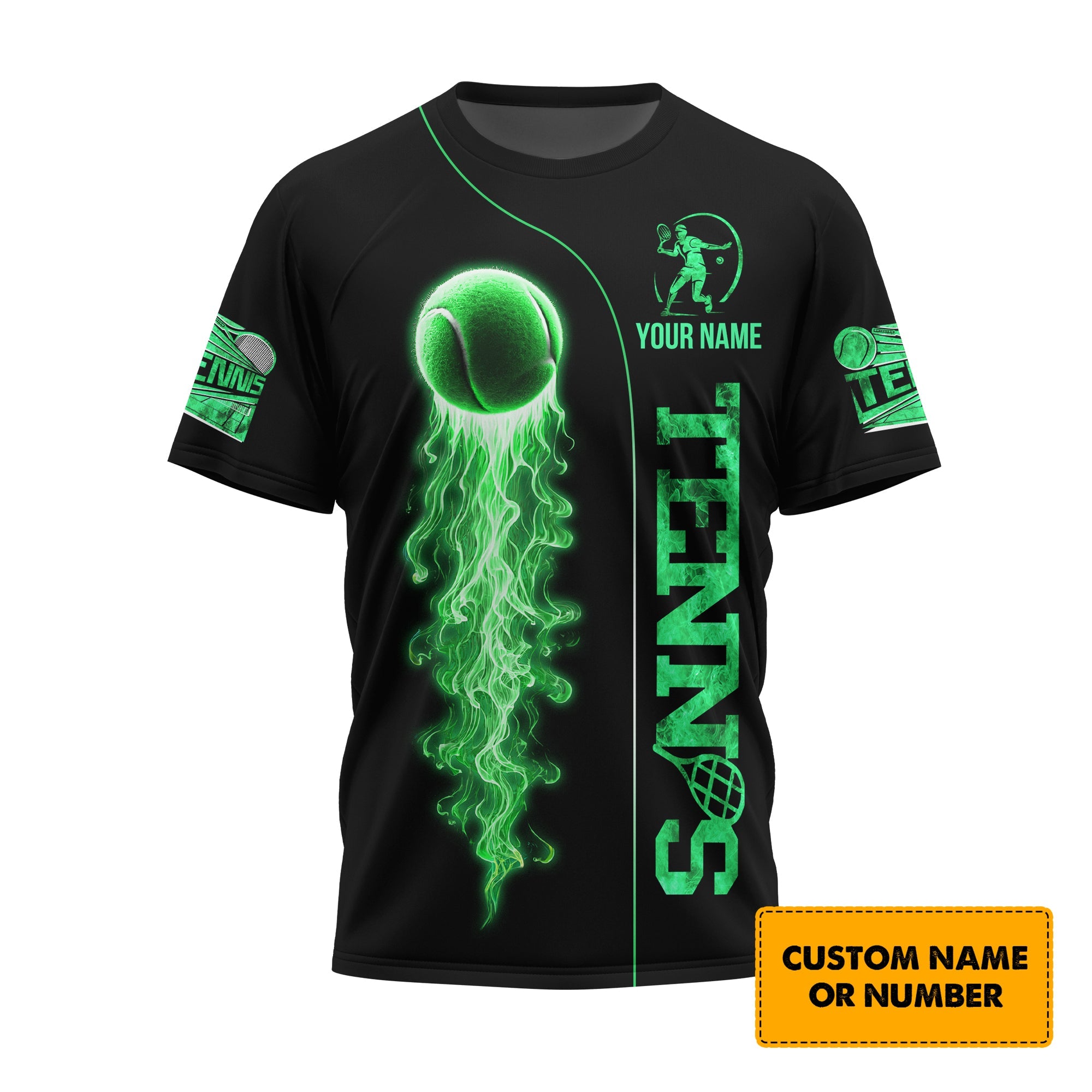 Custom Tennis T-Shirt 3D Design Personalized Greenball, Lightweight Sportswear, Gift for Tennis Players