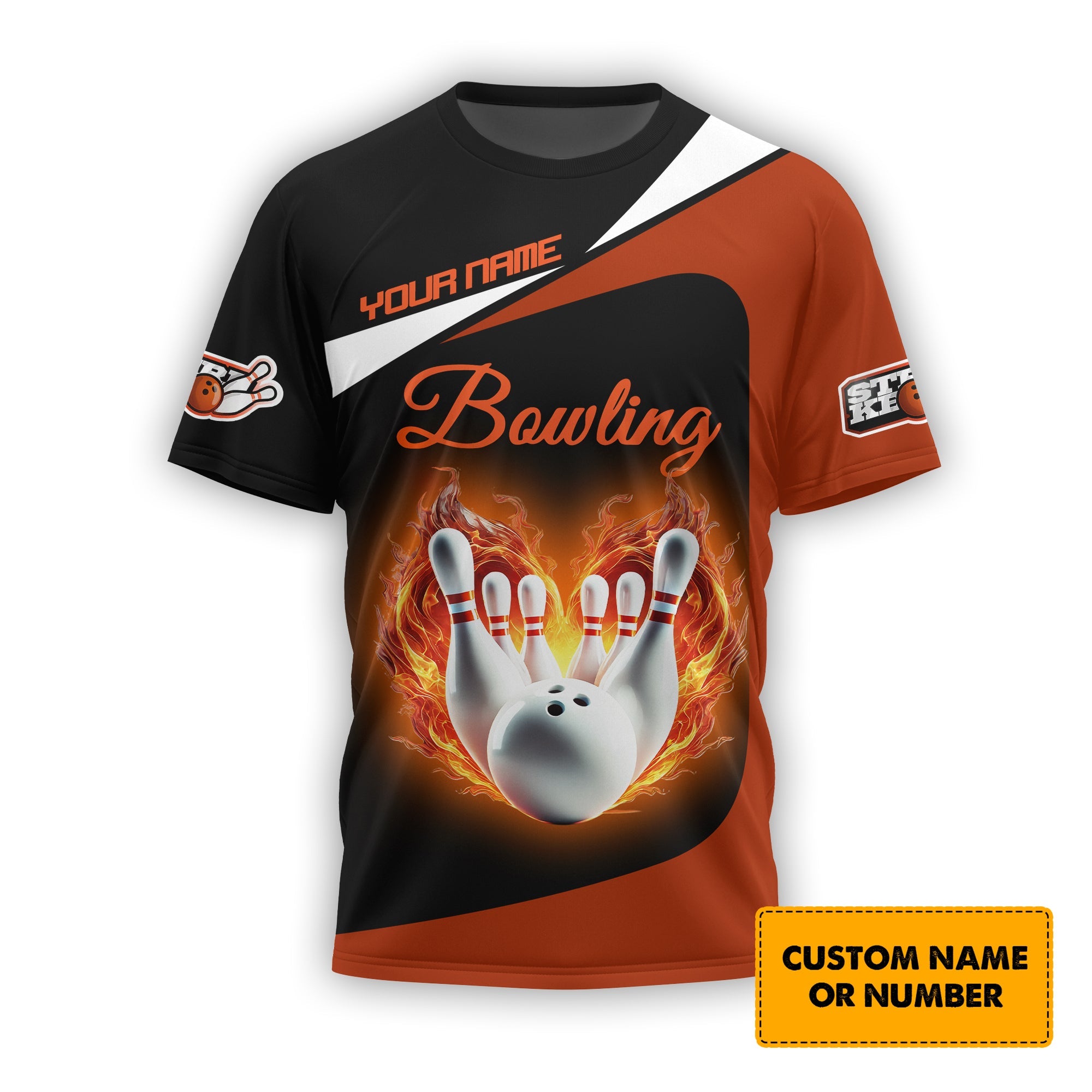 Fireheart Strike Bowling Personalized Name 3D Polo Shirt, Bowling T-Shirt, Gift For Bowler
