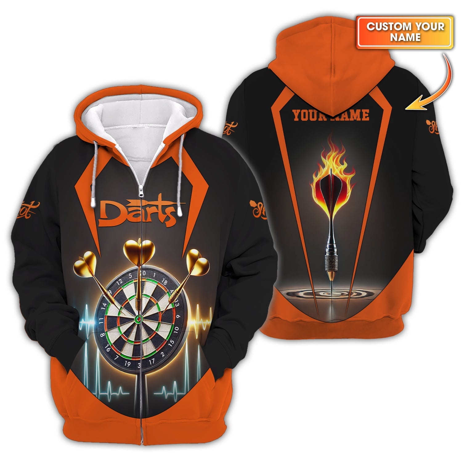 Custom Darts Zipper Hoodie, Polo Shirt, Dart Team Shirts, Gift For Darts Lovers