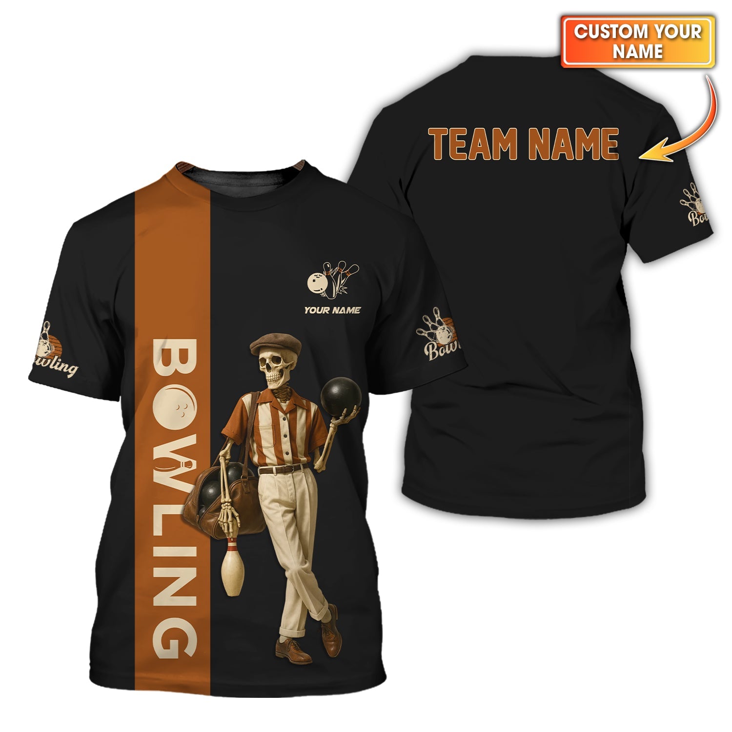 1950s Bowling Shirts, Skull Retro Bowling Custom Jersey Team For Bowling Club