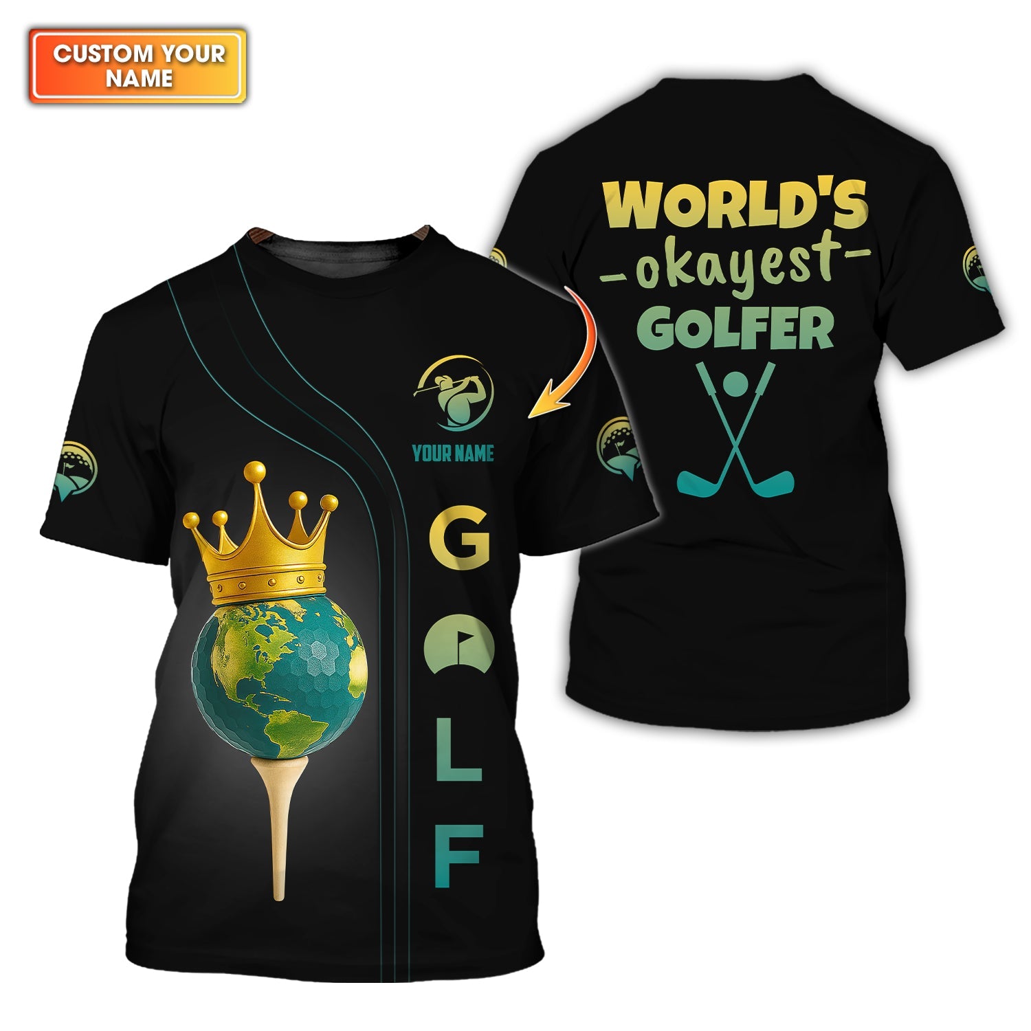 World's Okayest Golfer Shirt, Personalized Golf Gift For Men's, Funny Golf Shirts, Gift For Golf Players