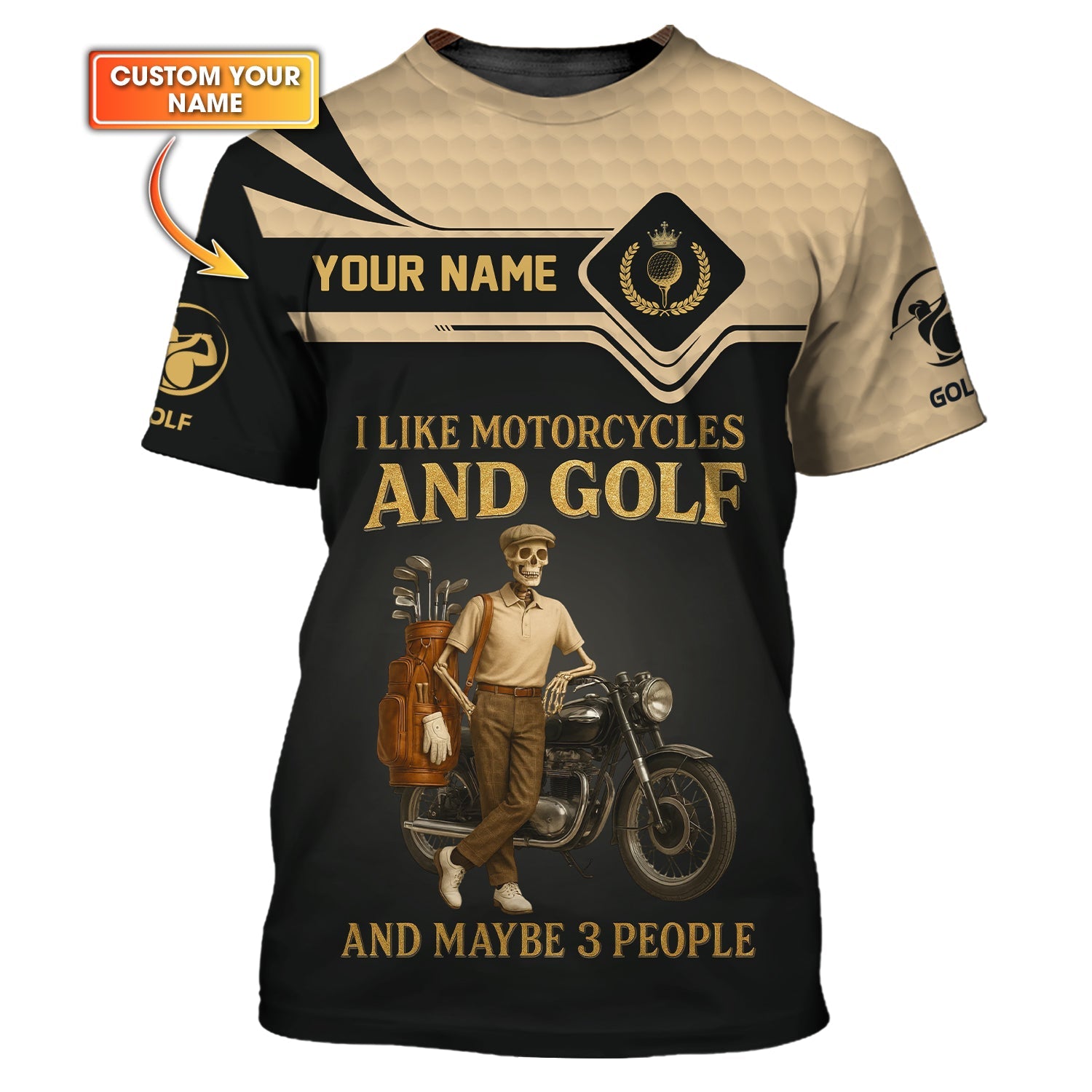 Vintage Skull Golf Shirt - Golf And Motorcycles Custom Golf Shirt For Men