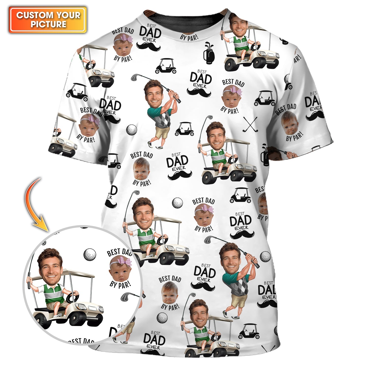 Best Dad Ever Personalized Golf Polo Shirt - Best Dad by Par Custom Tee - Hole in One Dad Gift for Father’s Day
