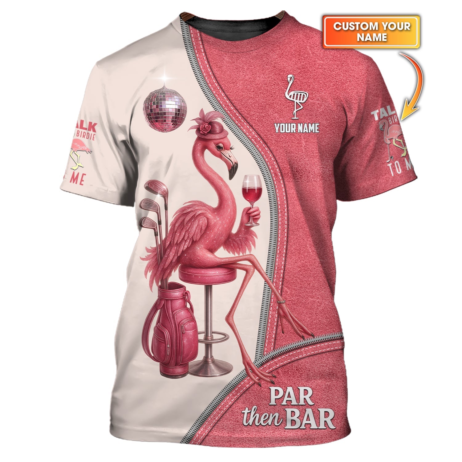 Talk Birdie To Me Par Then Bar Flamingo Golf Shirt - Custom Golf Tees - Golf Polo for Women
