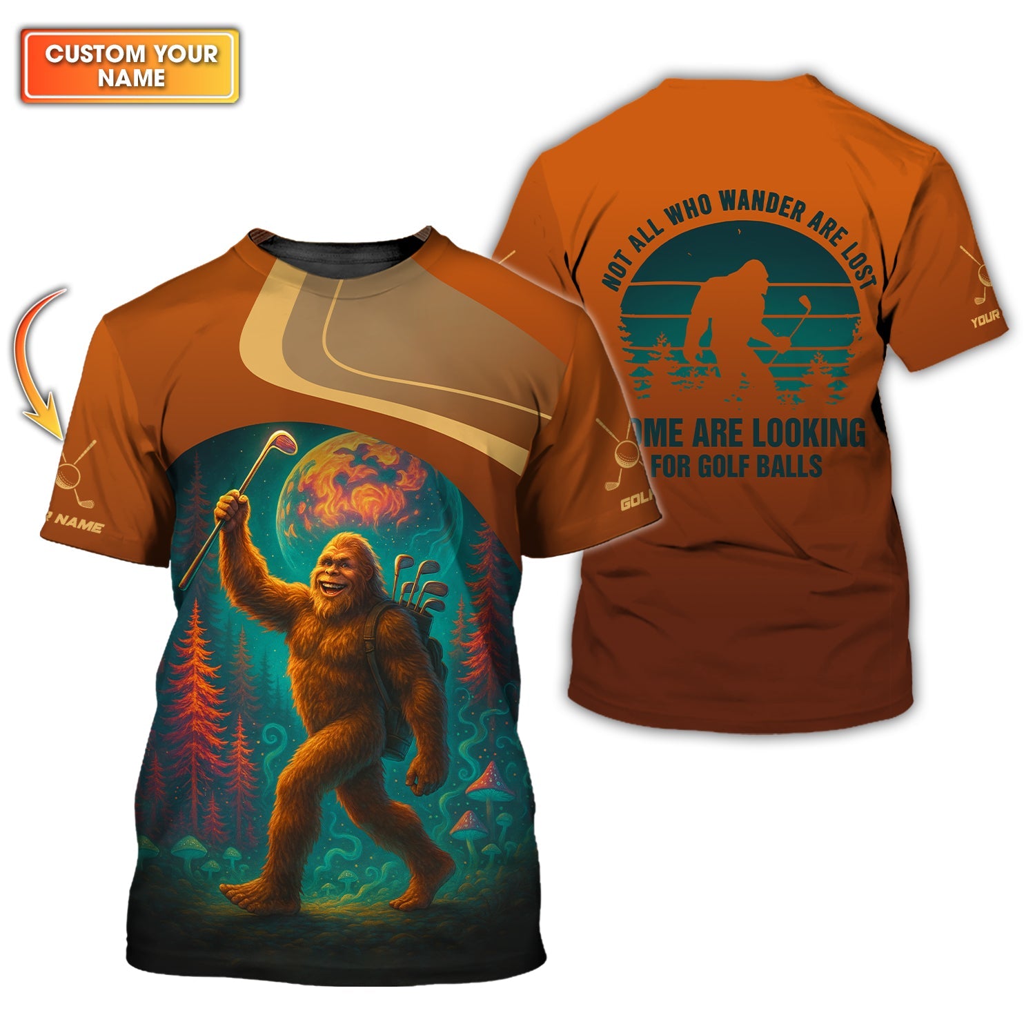 Custom Name Bigfoot Golf Shirt, Funny  Golf Shirts, Men Golf Gift