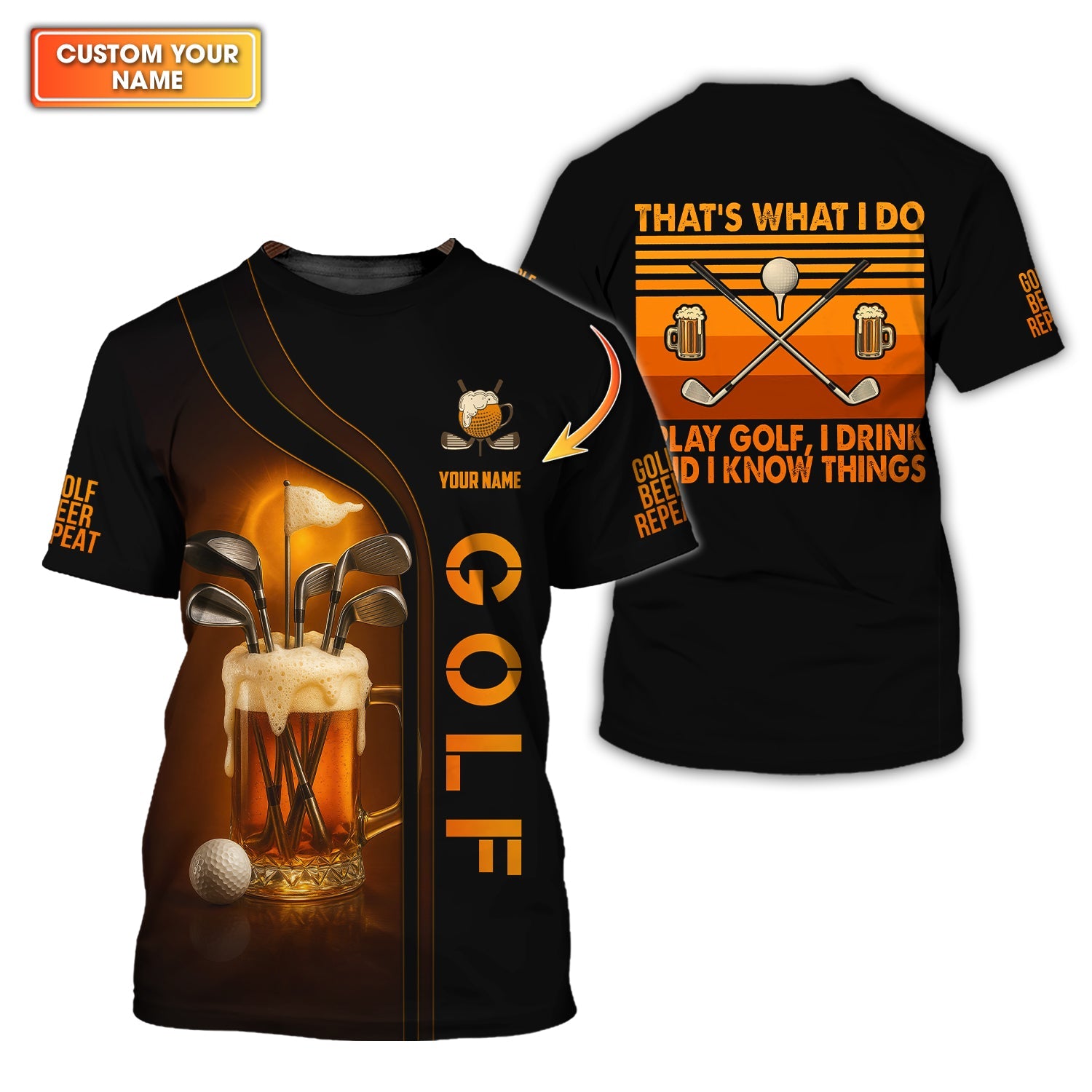 Beer Cup With Golf Club Shirts, Funny Golf And Beer Polos, Crazy Golf Shirt For Men, Golf Gift For Golfers