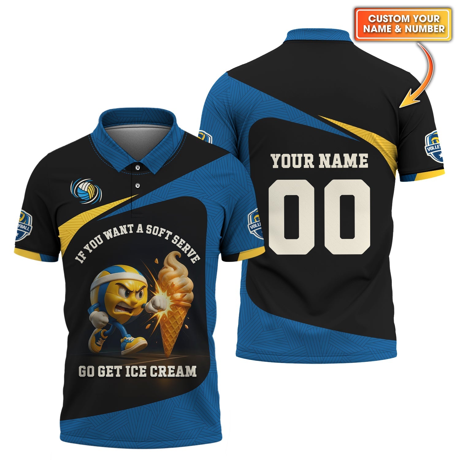 Volleyball Shirt – If You Want A Soft Serve Ice Cream – Funny Custom Jersey for Competitive Volleyball Players