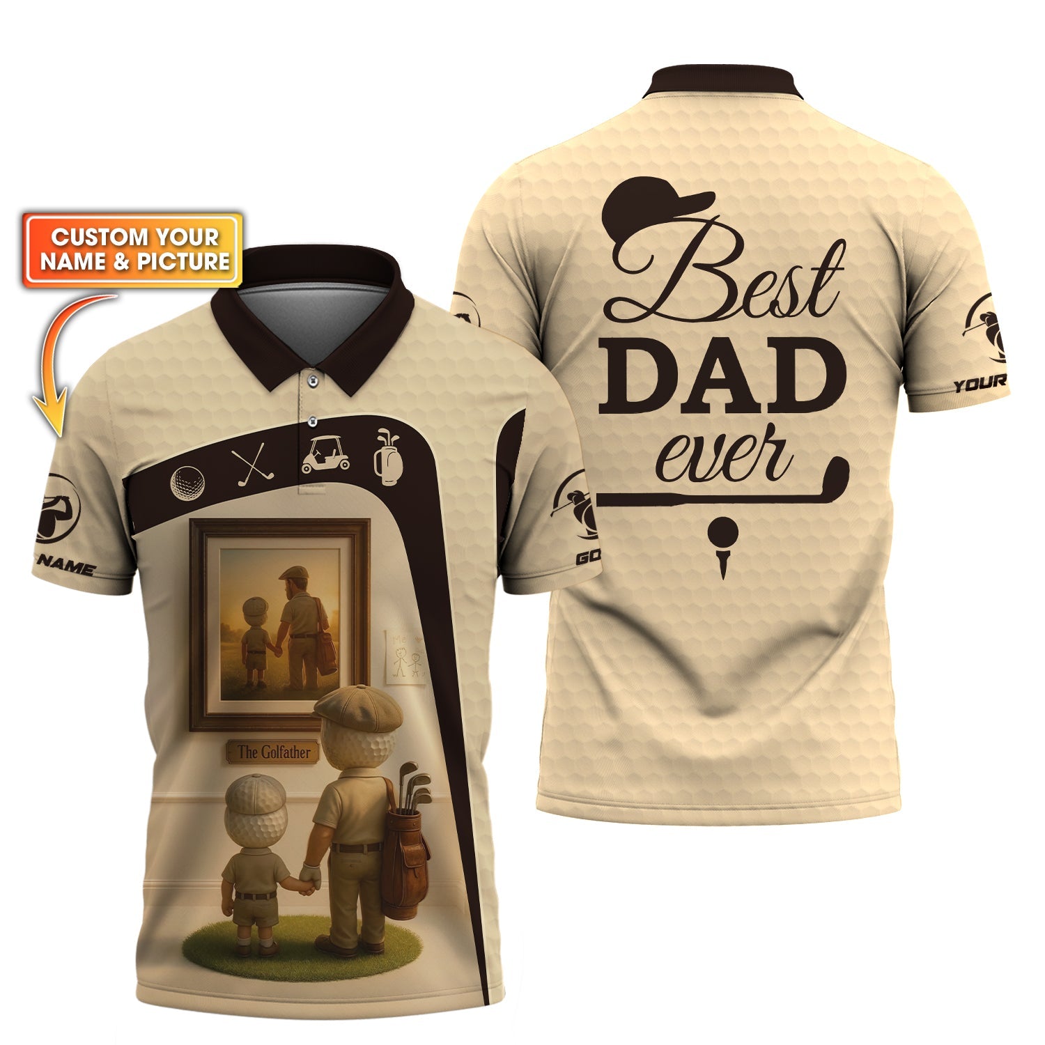 Custom Golf Shirt, Dad Golf Personalized Photo Gifts Tees, Father's Day Golf Gifts, Vintage Goft Polo Shirt
