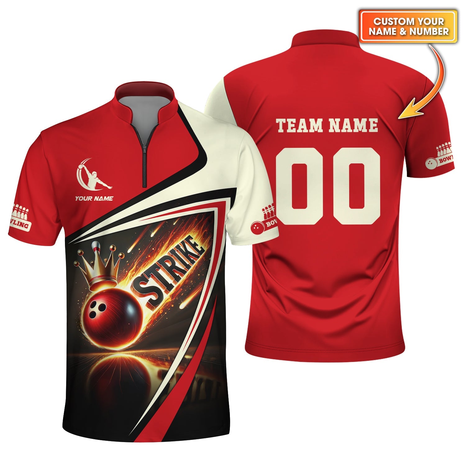 Strike Custom Bowling Jersey, Bowling Polo Shirt, Bowling Team Shirts