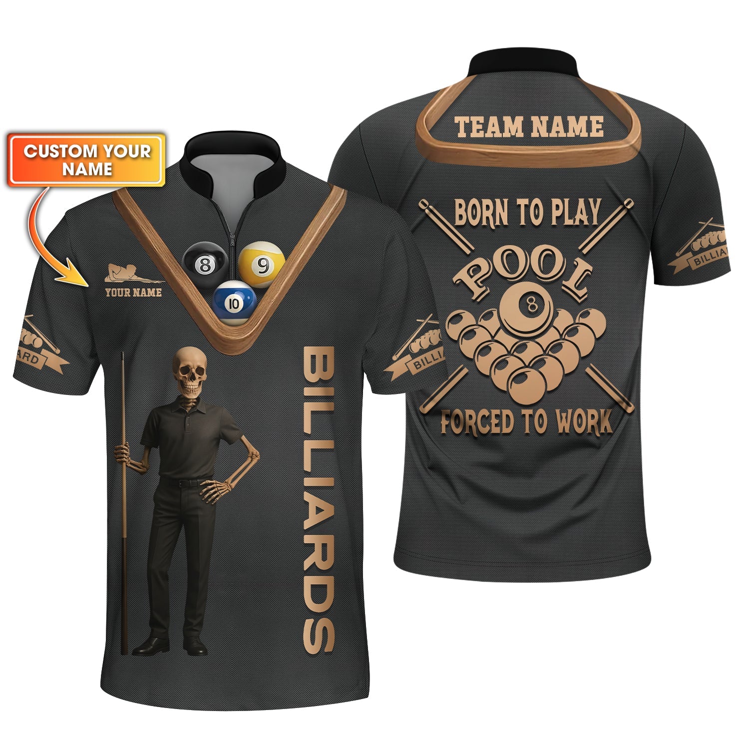 Billiards T Shirt Custom Born to Play, 9 Ball Pool 8 Ball Pool Tee for Men