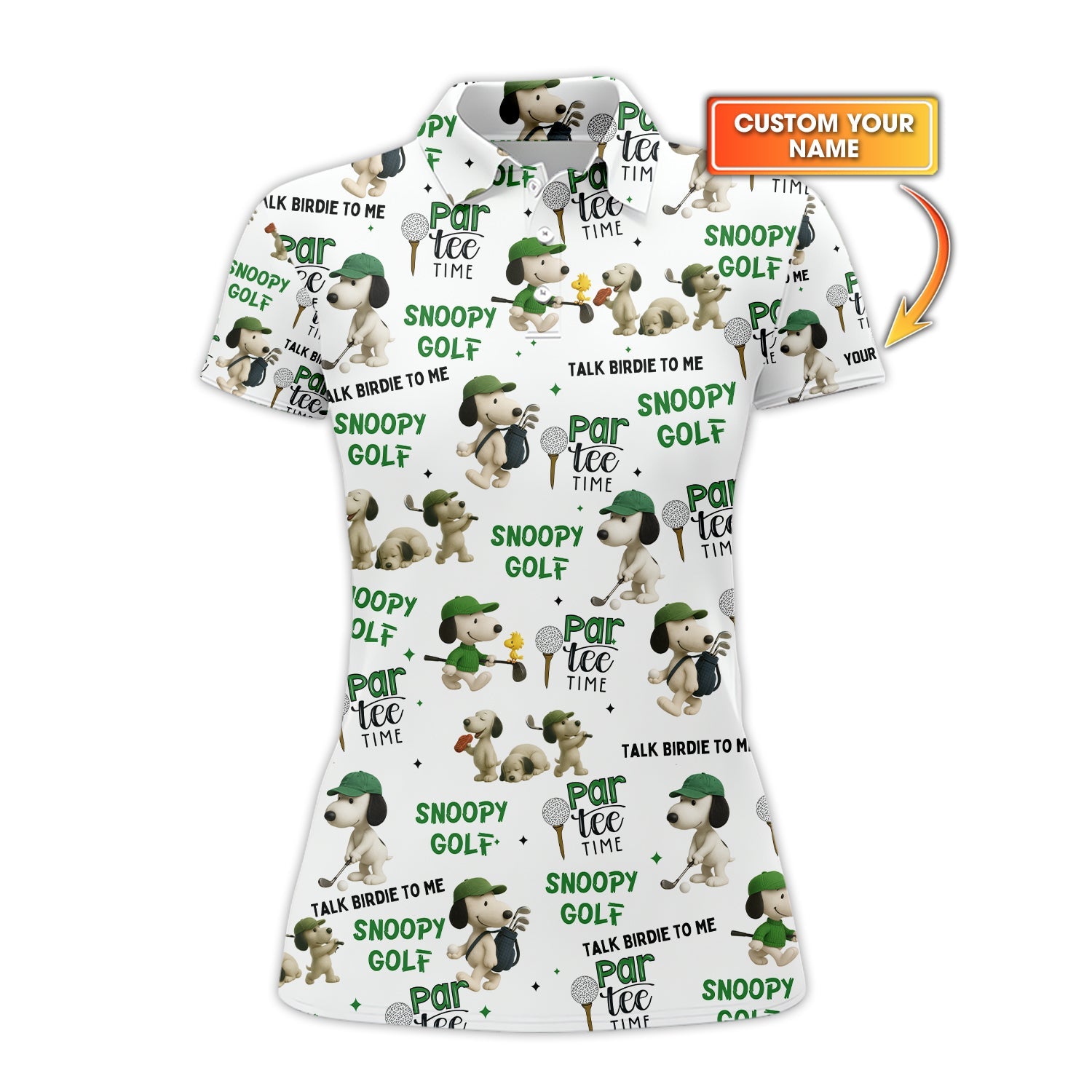 Peanuts Snoopy Golf Shirt, Personalized ‘Talk Birdie to Me’ Golf Tee, Perfect Gift for Peanuts Fans & Golfers