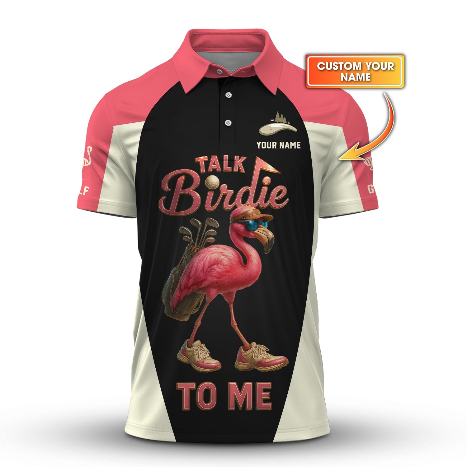 Talk Birdie To Me Flamingo Golf Shirts, Funny Custom Golf Polo, Golf Gift For Women's