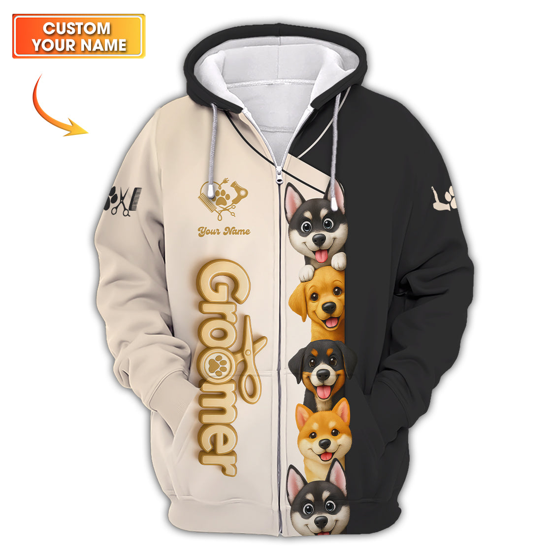 Custom Name Dog Grooming Shirts, Groomer T-Shirt For Pet Lover, Groomer Uniform FOr Dogs Lover
