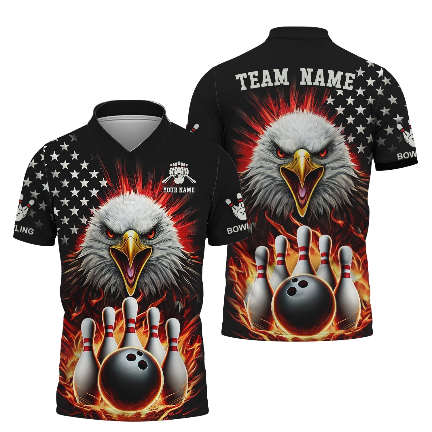 USA Eagle Flag Bowling T Shirt, Custom Bowling Jersey, Bowling Shirts for Men, Bowling Team Shirts