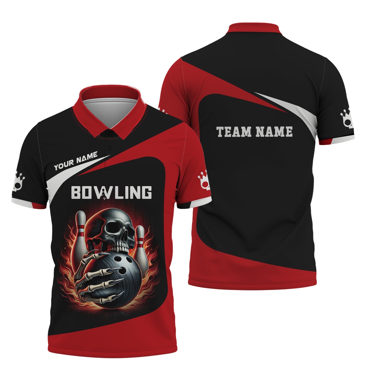 Skull Custom Bowling Jersey, Bowling Shirts for Men, Bowling Team Shirts