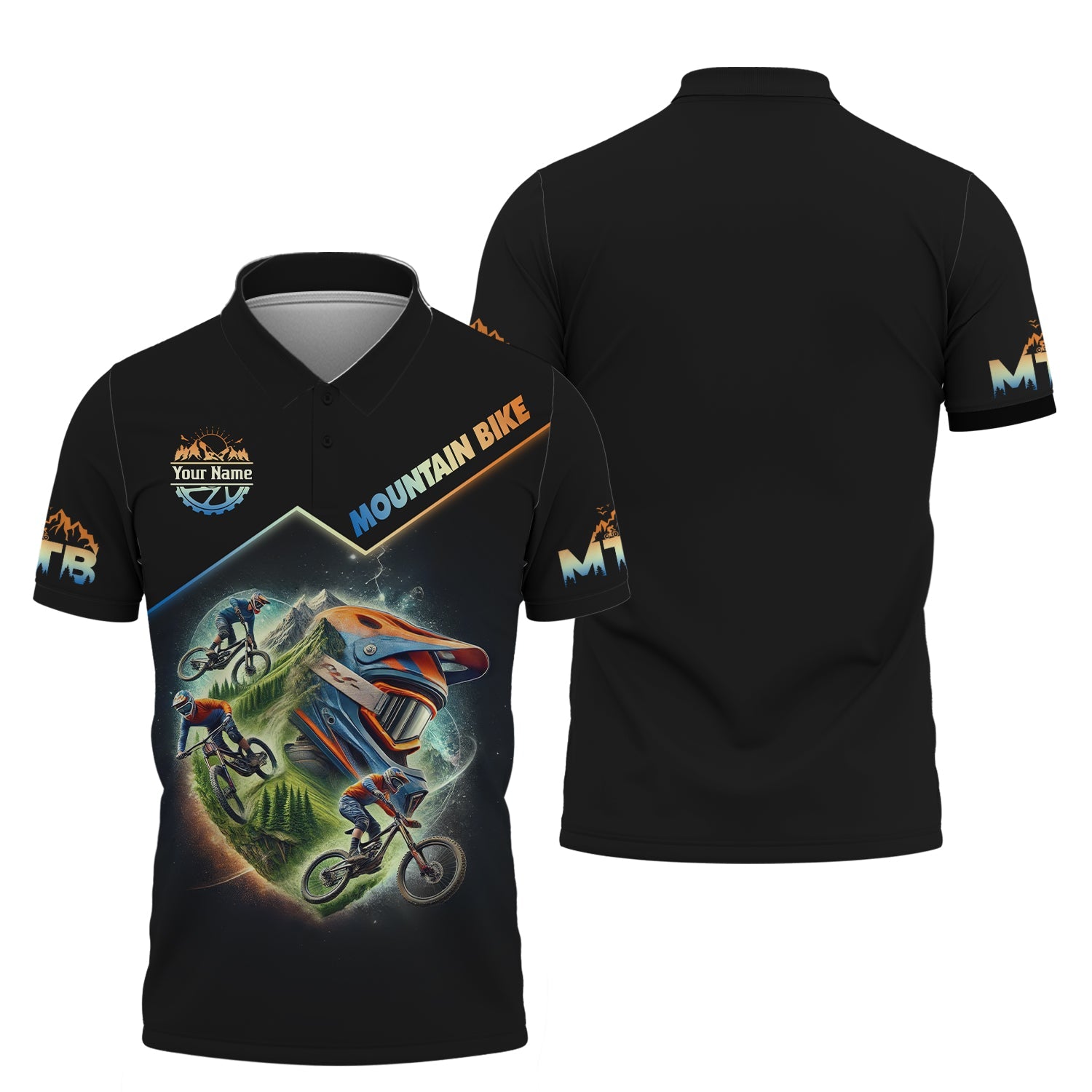 Custom Mountain Bike T-shirt, Unisex Shirt, MTB Polo Shirt, Custom mtb Jersey, Gift for Cyclists