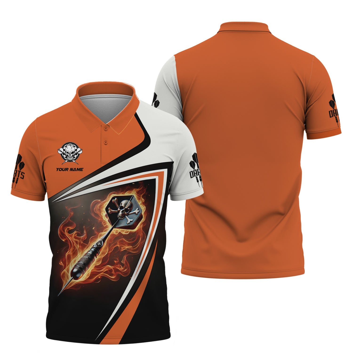 Custom Darts T-Shirt – Skull & Flaming Dart Design, Gift For Darts Lovers