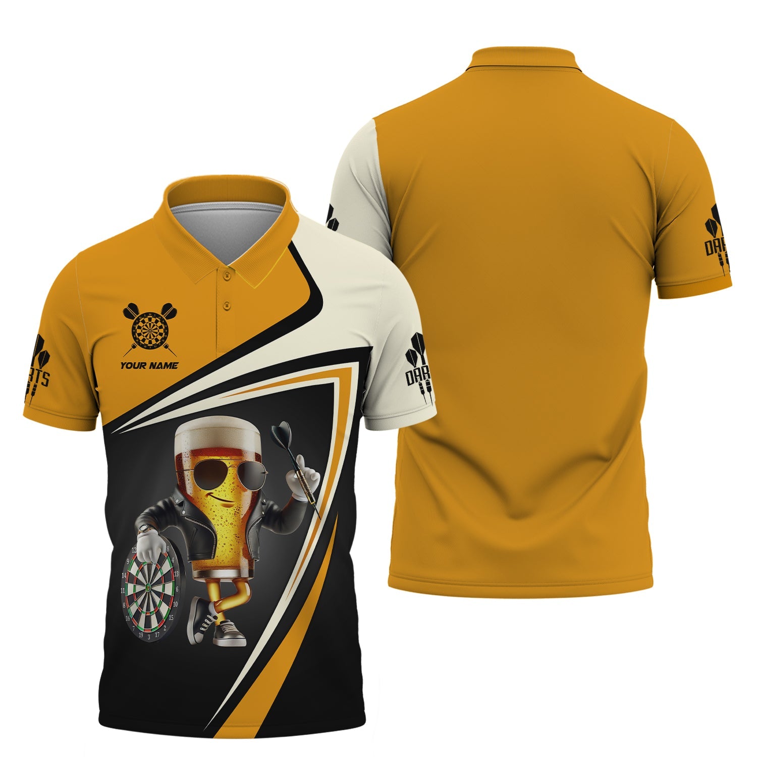 Custom Name Darts T Shirt, Cool Beer Funny Design Jersey, Gift For Darts Lovers