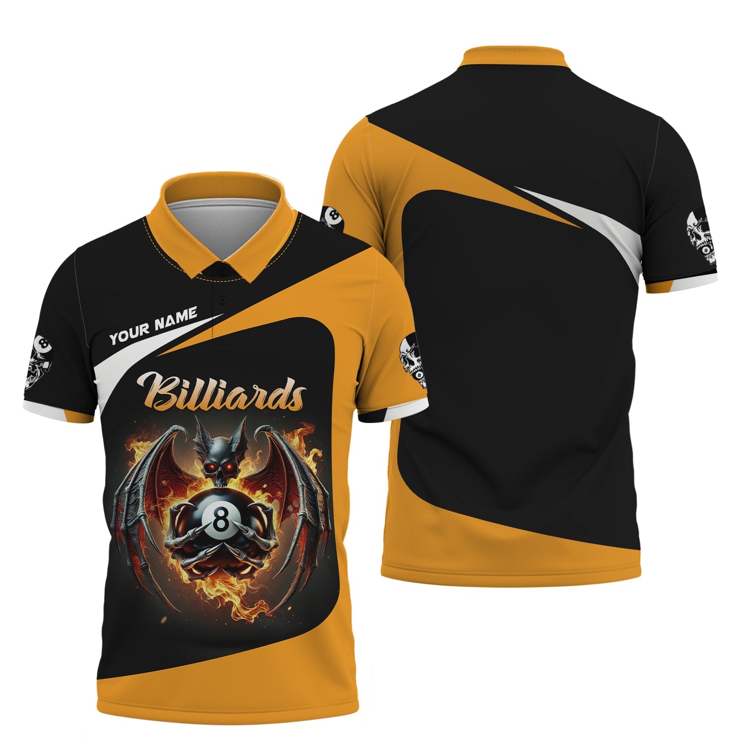Custom Skull Bat Hug Holding Flaming Billiards T-Shirt, 8 Ball Pool Shirt, Gift For Billiards Players