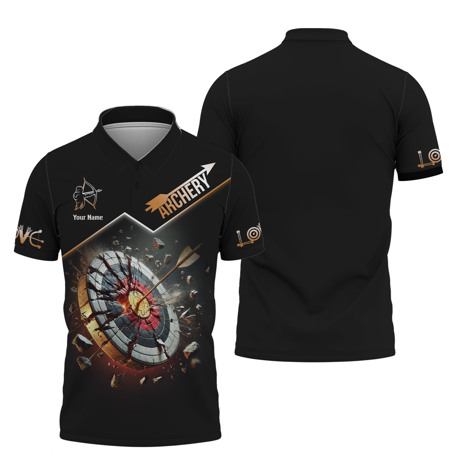 Custom Archery T-Shirt, Custom Name & Explosive Target Design 3D, Gift for Archers