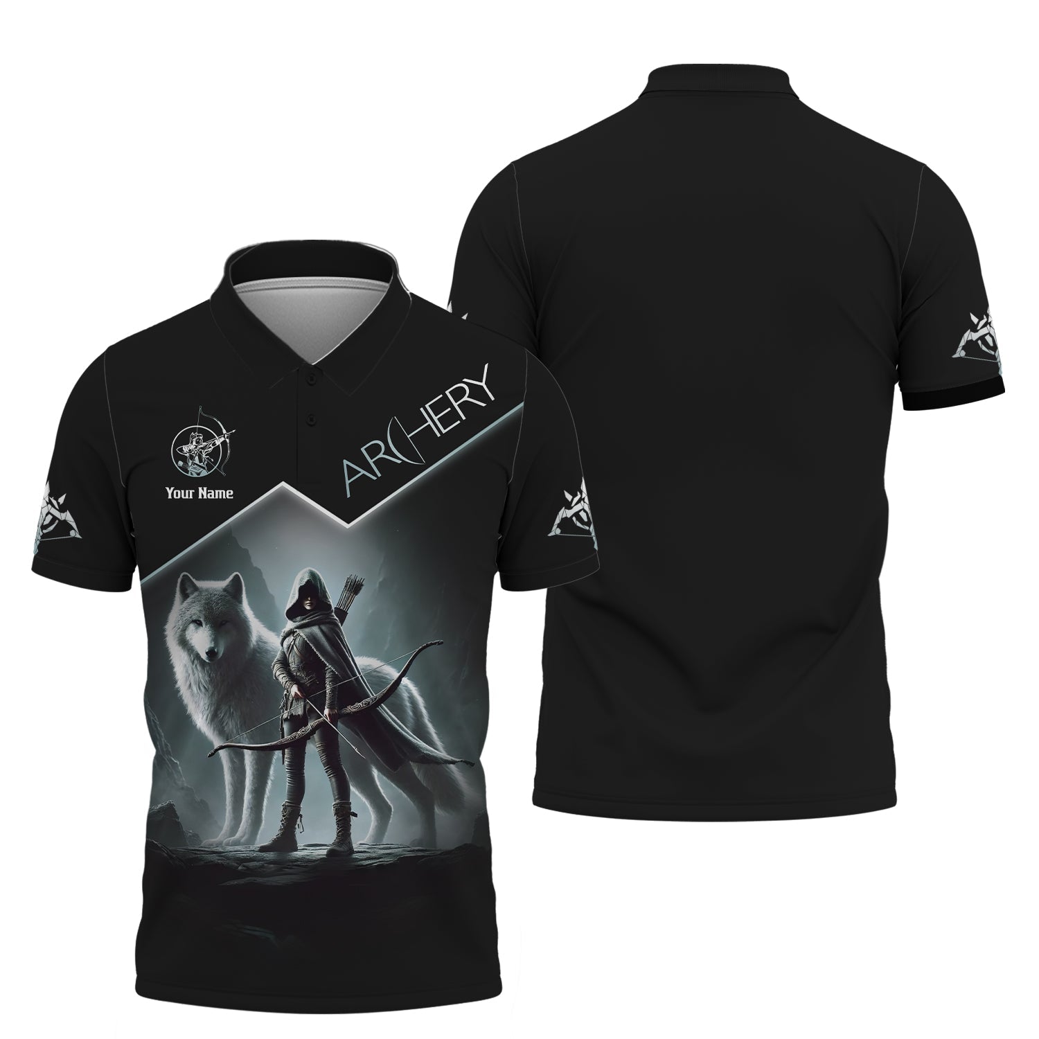 Archer & Wolt Design Black T-Shirt, Archery Jersey, Gift for Archers