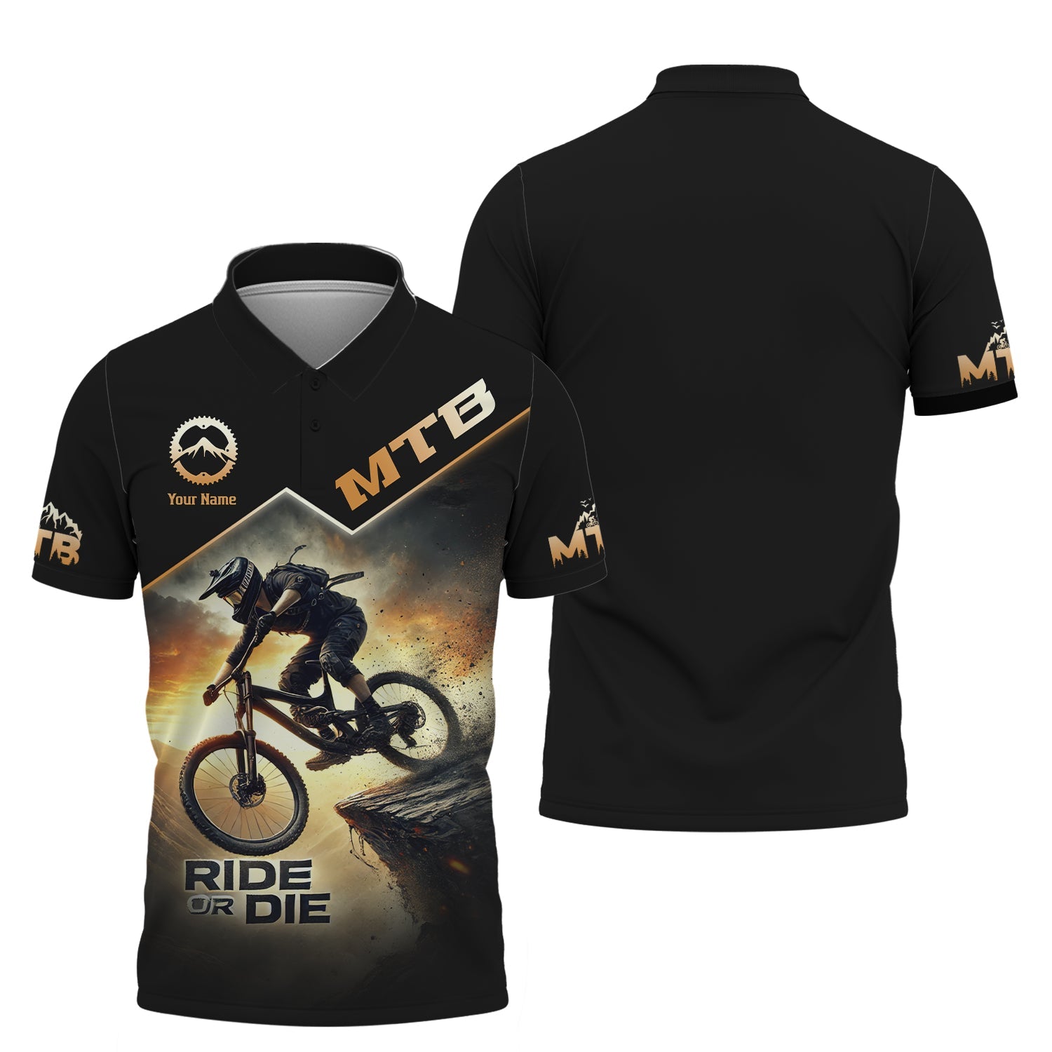 Custom MTB Ride or Die Sunset & Dramatic Background T Shirt, MTB Cycling Shirts