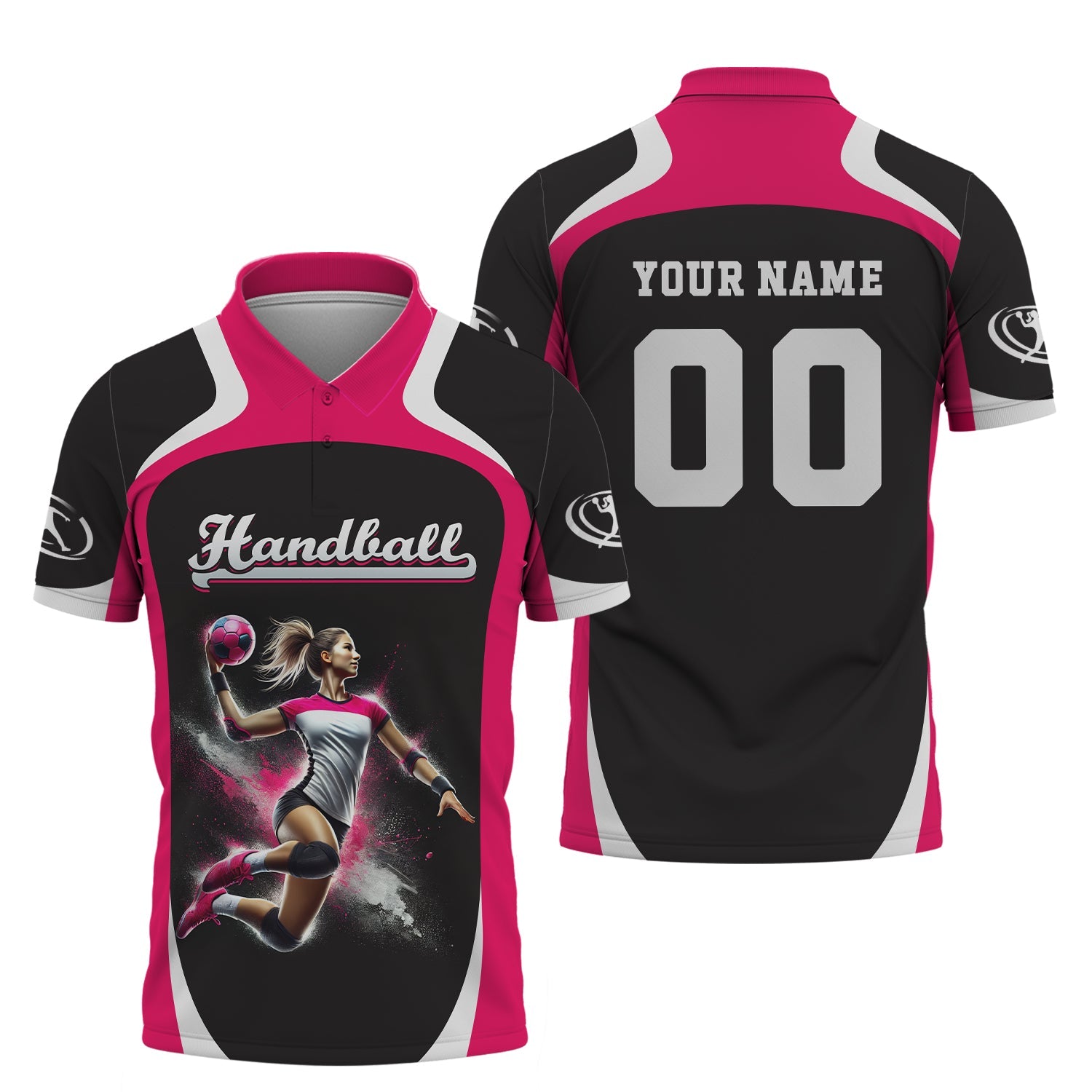 Custom Handball Female Player Action Pose 3D Splash Effect T-Shirt, Gift For Handball Fan